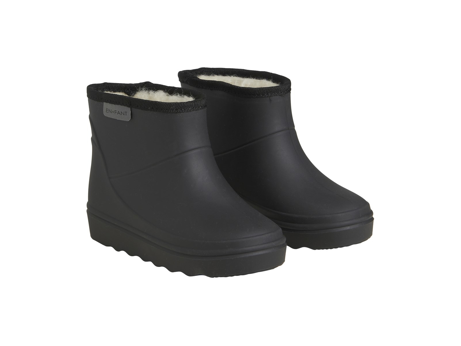 Kinder Gummistiefel mit kurzem Schaft und Schurwollfell, black Gr.21