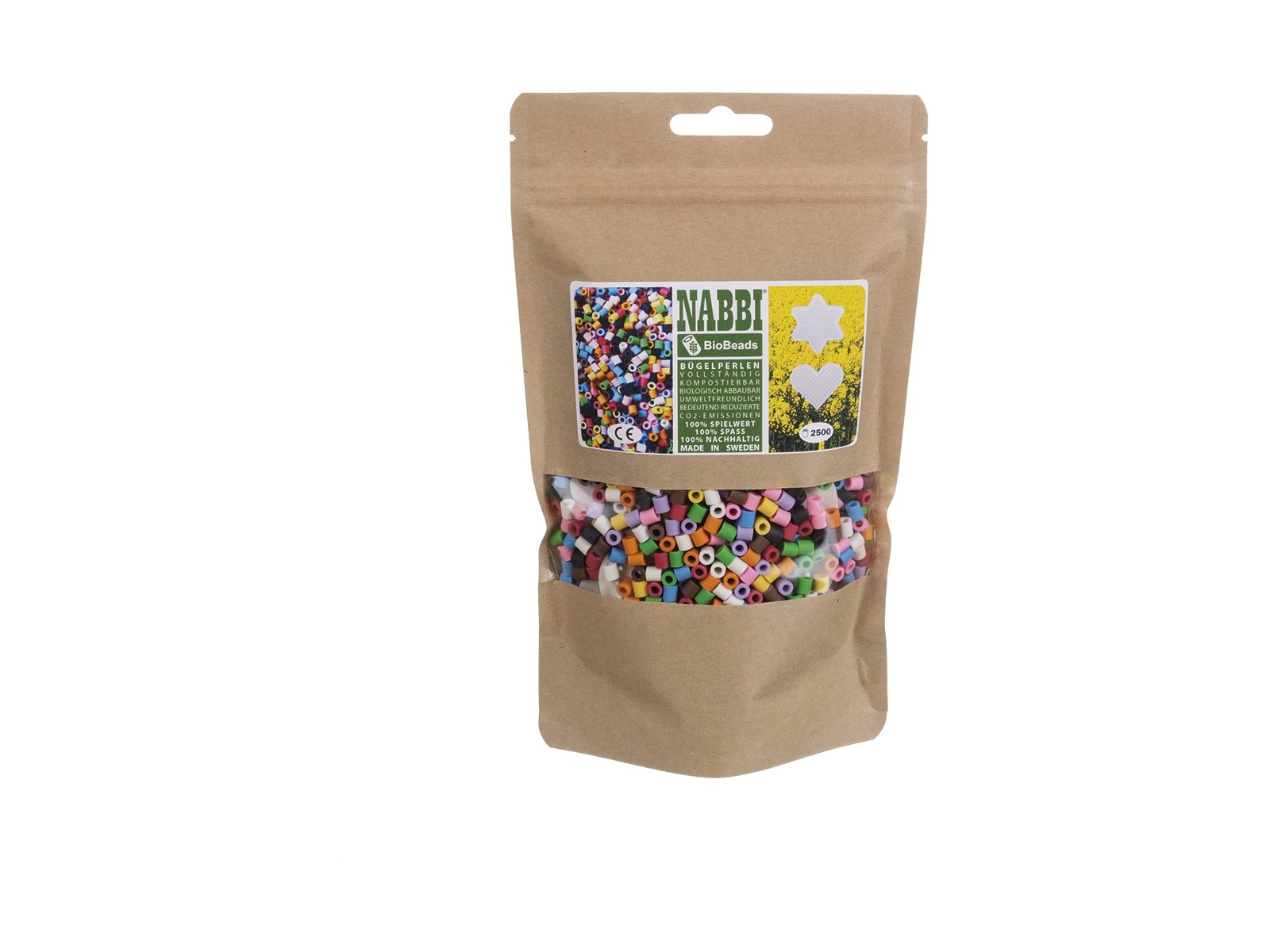 Bio-Bügelperlen, 2 Legeplatten, 10 Farben Mix 2500 Perlen