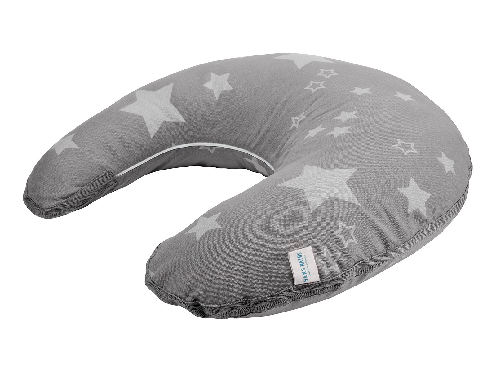 Stillkissen Stillmond, Bezug Bio-Baumwolle, Kapok-Füllung Sterne grau Maße 60 x 60 cm