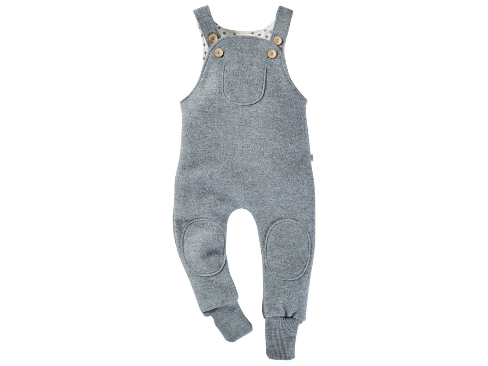 Kinder Latzhose Bio Schurwolle Walk hellgrau Gr.122/128