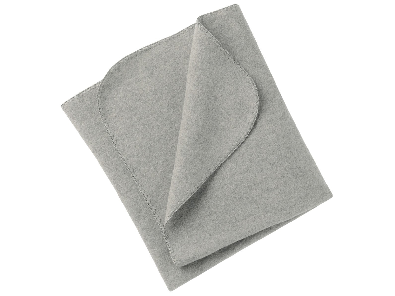 Engel Natur Babydecke mit Muschelkante Bio-Merinowolle Fleece melange hellgrau Maße 80 x 100 cm