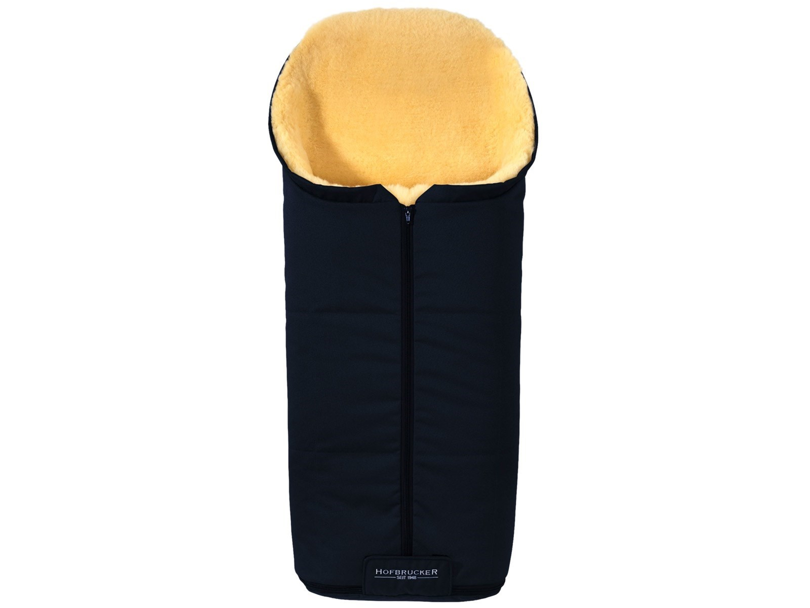 Hofbrucker Fußsack Kinderwagen Merino Lammfell "Iglu" navy blue Maße 95 x 34 x 15 cm