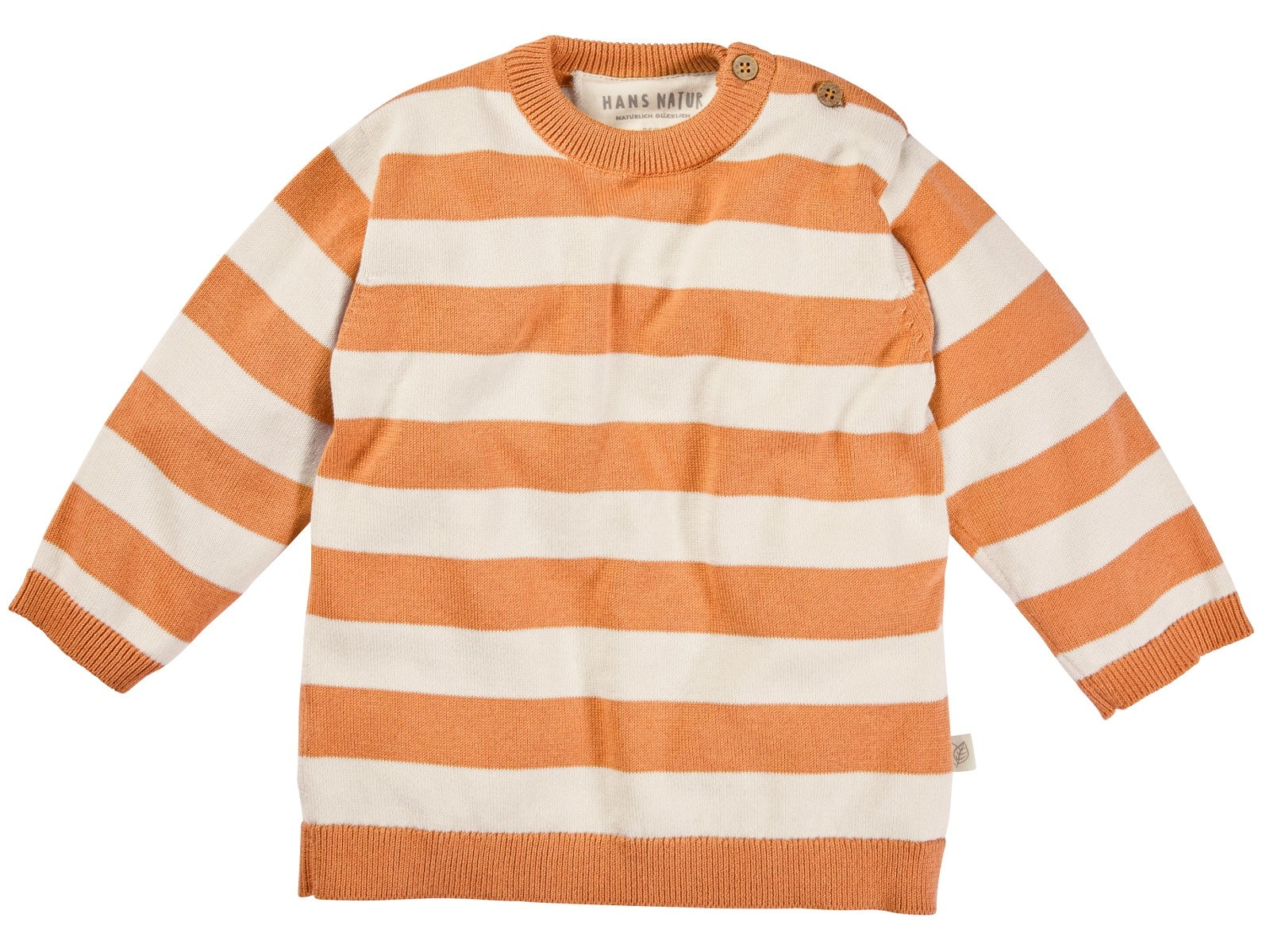 Kinder Pullover Strick-Qualität Bio-Baumwolle ecru-orange Gr.122/128