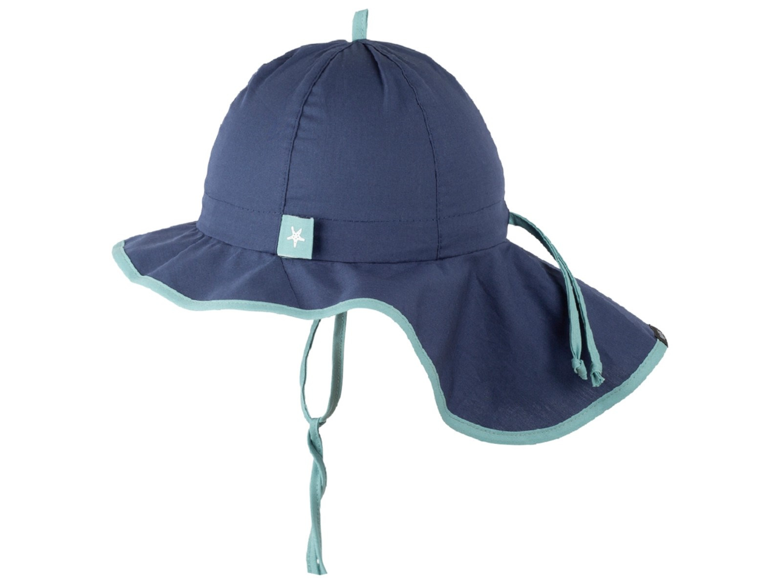 PURE PURE by Bauer Baby und Kinder Sonnenschutz Mütze mit Bindebändern UV 50 jeans Gr.47