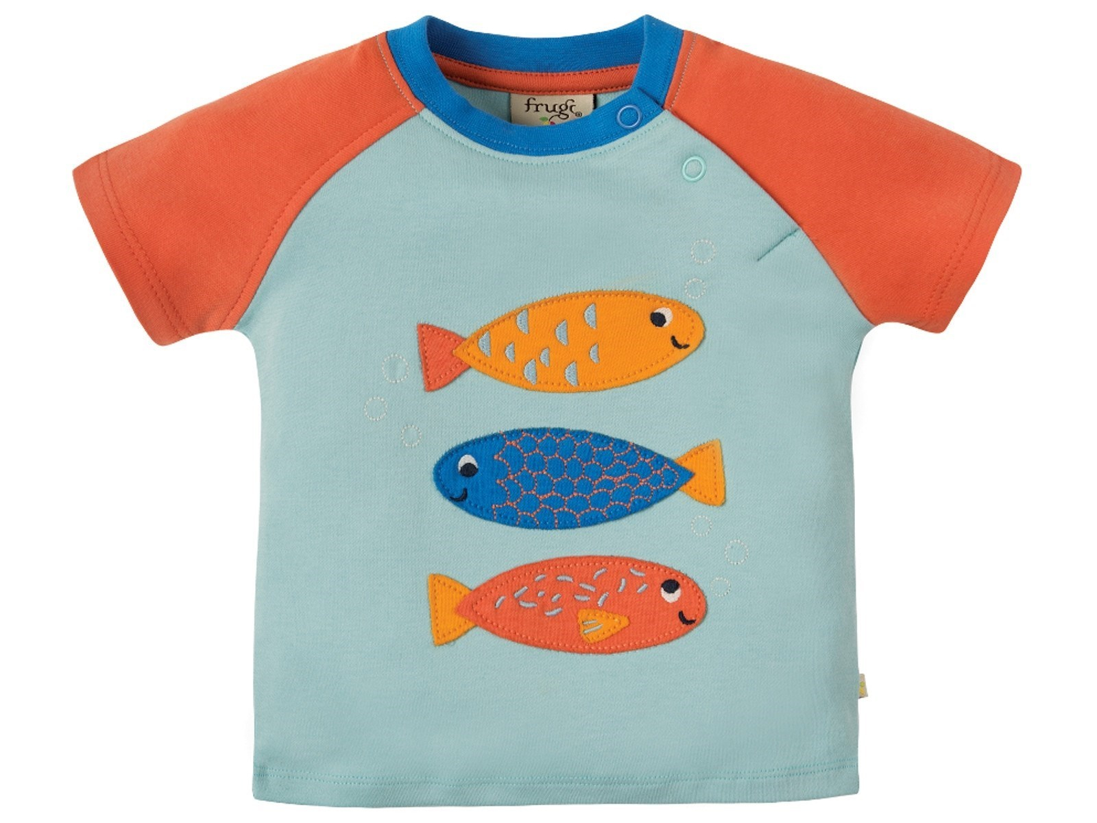 Frugi Baby und Kinder T-Shirt Fische mint Gr.2 (3-6 Monate)