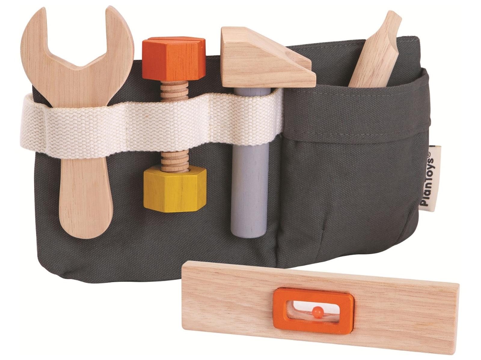 PlanToys Kinder Werkzeuggürtel mit Zubehör aus Kautschukholz Maße 23 x 12,5 cm