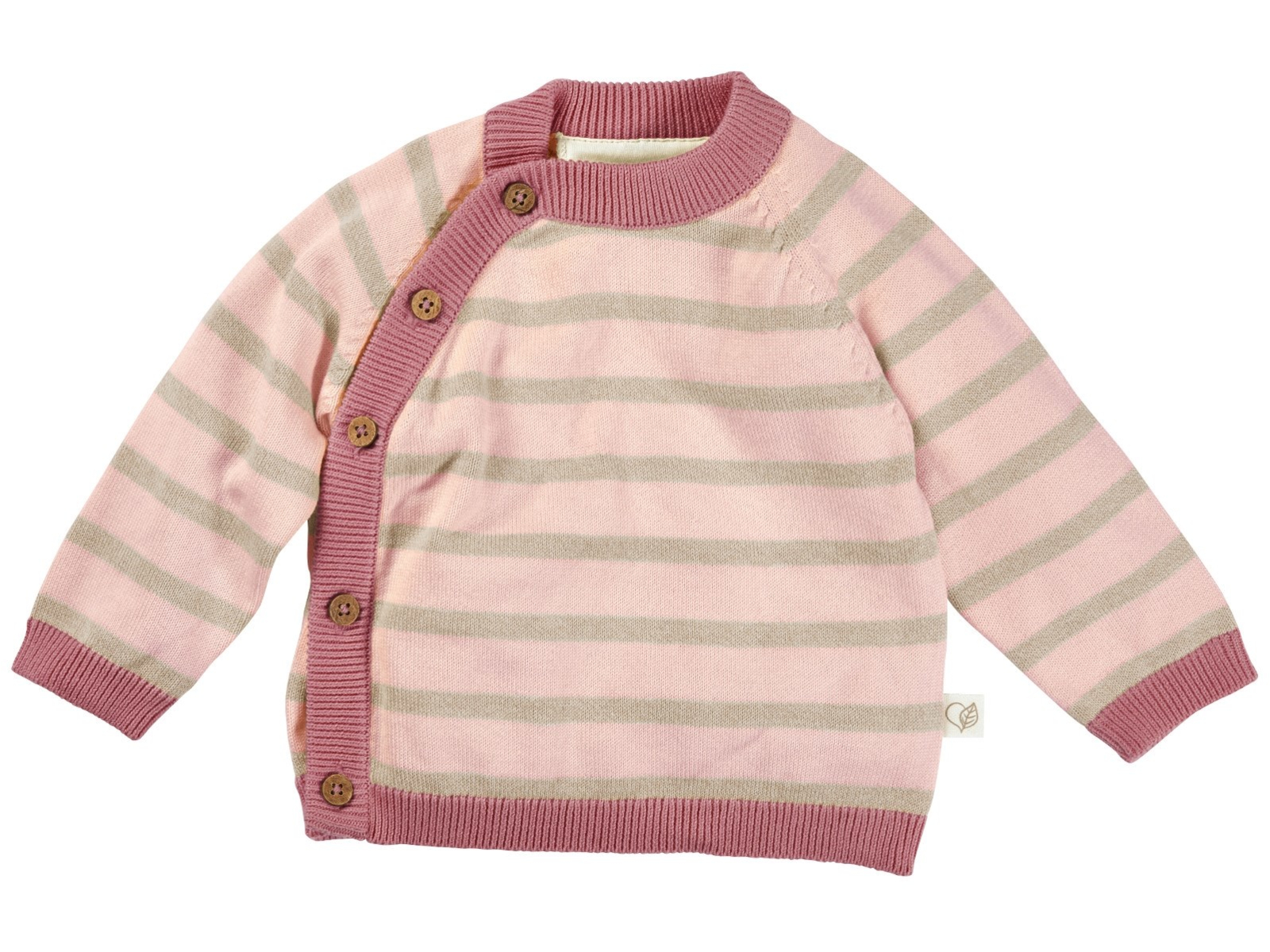 Baby Jacke Strick-Qualität Bio-Baumwolle beige-rosé Gr.50/56