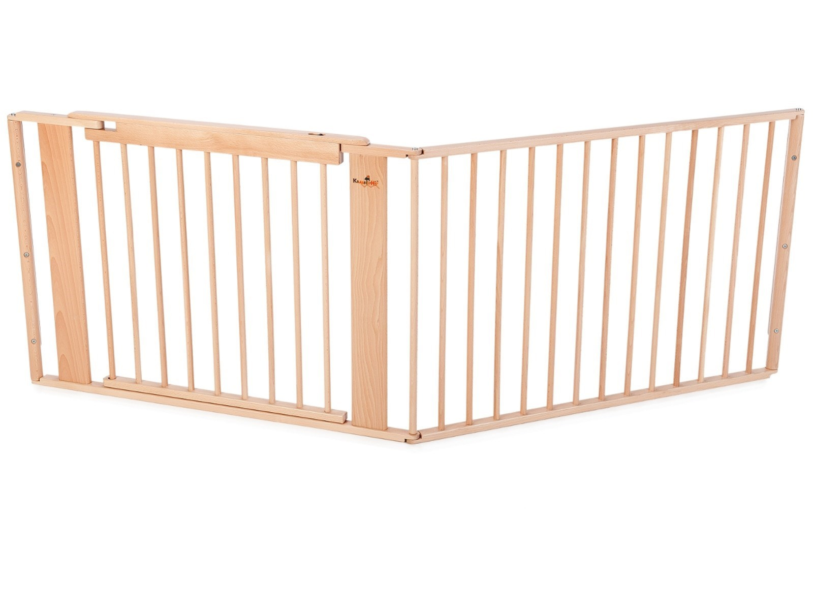 Treppen-Türschutzgitter "Maxi" mit Tür, massive Buche, klar lackiert Maximale Maße 2 x 0,7 m