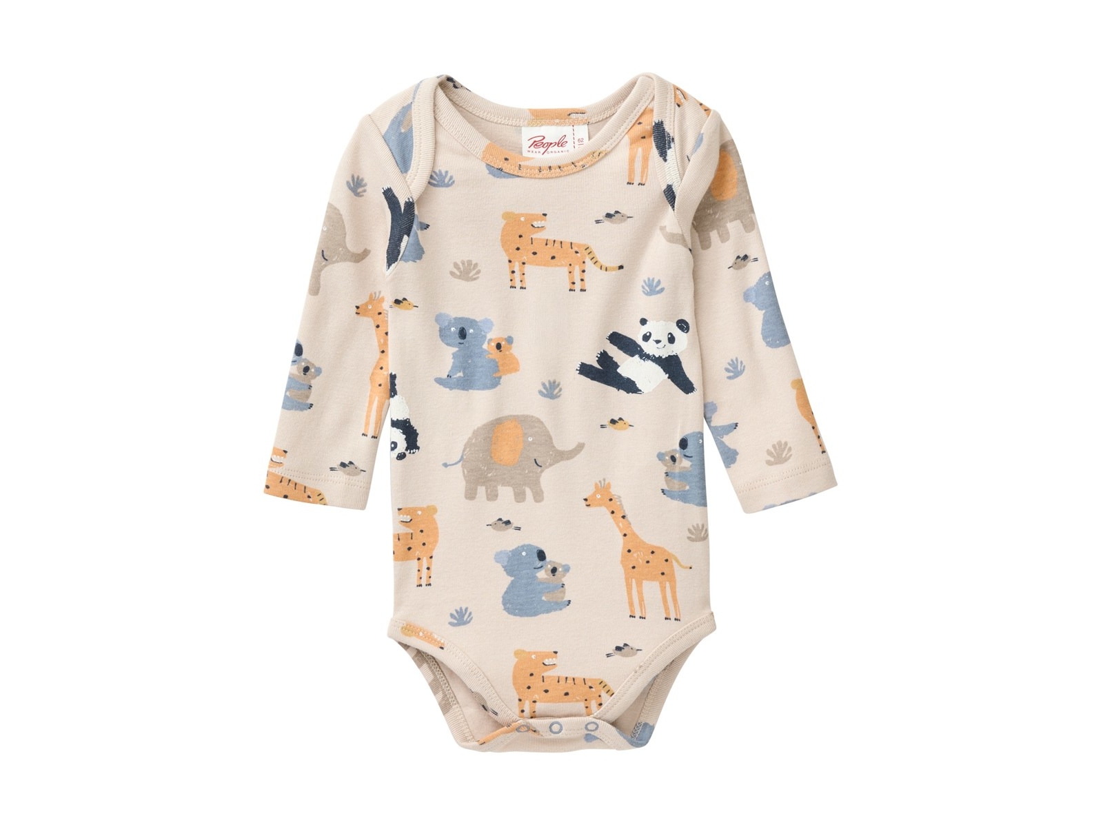 People Wear Organic Langarm-Body Zoo sand Gr. 86/92