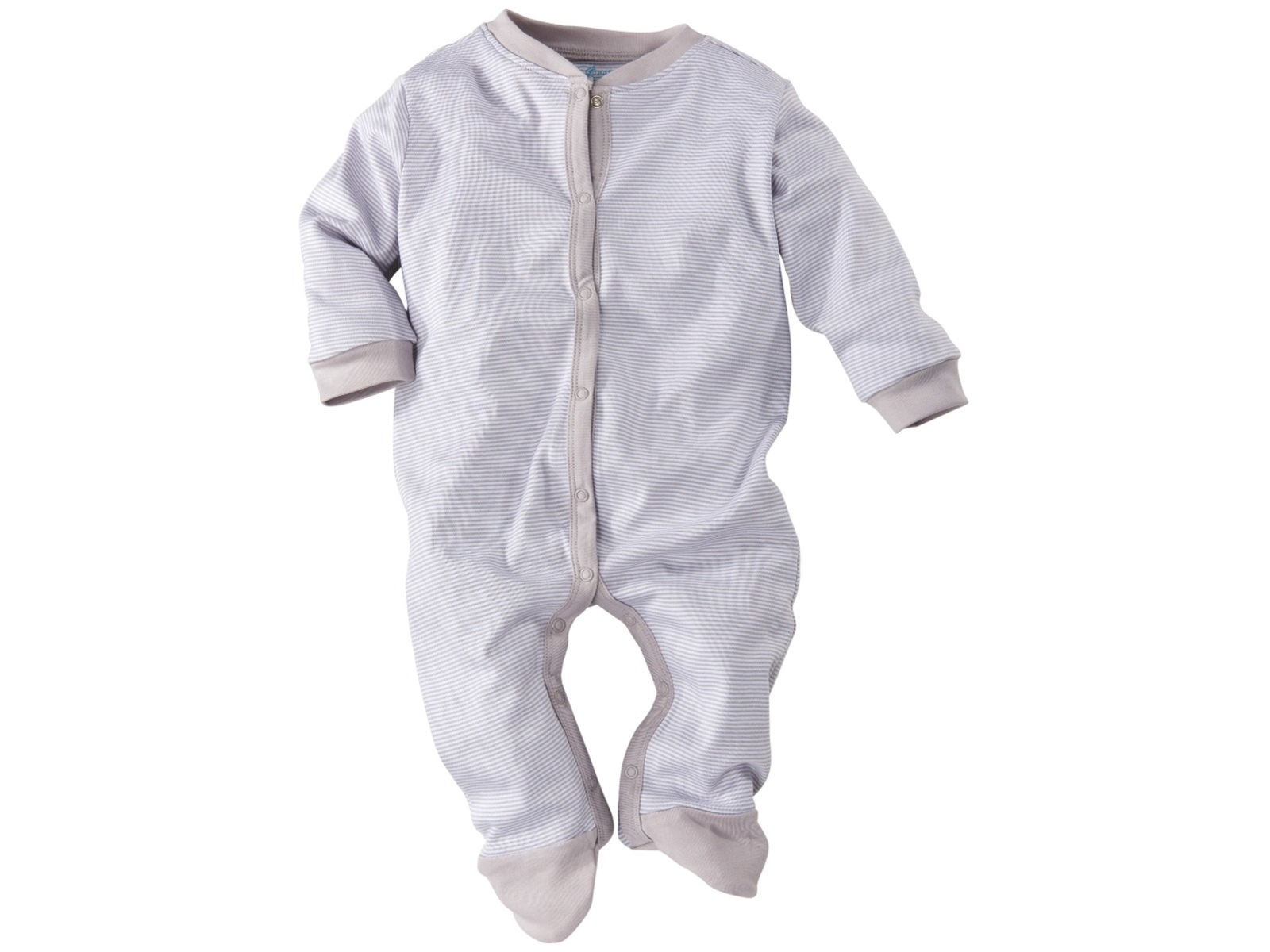 Baby Schlafanzug Bio-Baumwolle grau-weiß gestreift Gr. 74/80