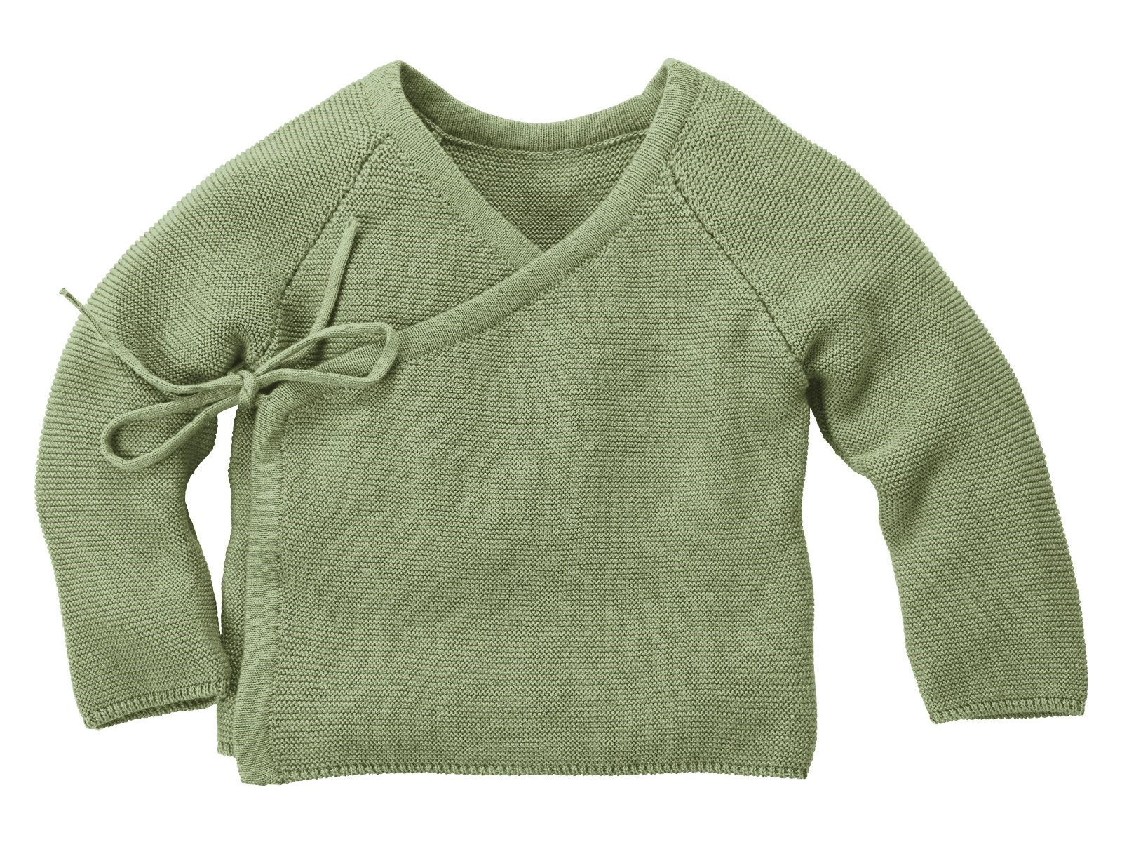 Baby und Kinder Jacke zum Wickeln Strick-Qualität Bio-Baumwolle matcha Gr. 74/80