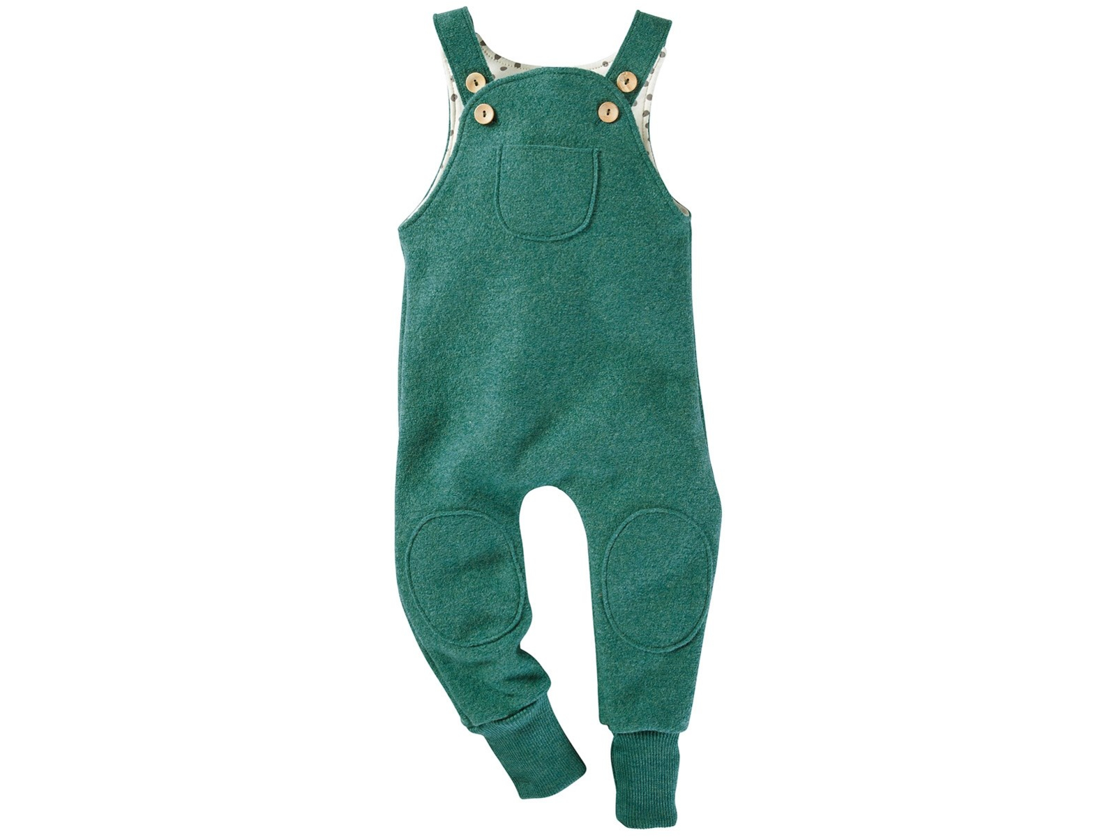 Kinder Latzhose Bio Schurwolle Walk grün Gr.122/128