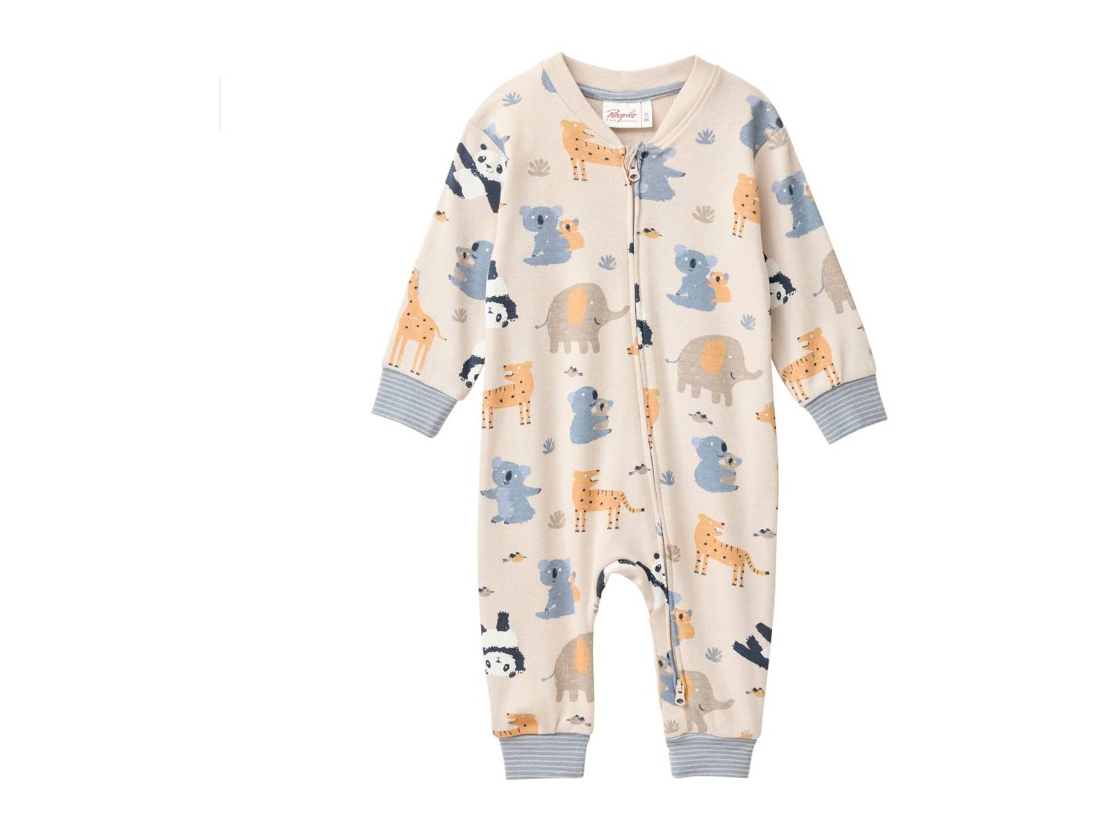 People Wear Organic Langarm-Overall Zoo sand Gr. 50/56