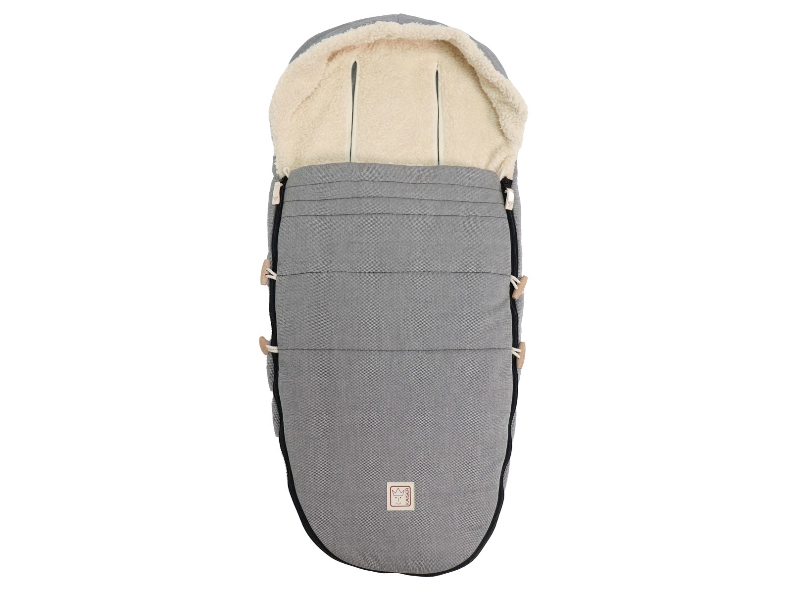 Kaiser Naturfellprodukte Fußsack Kinderwagen Bio-Baumwolle "Naturell" grau Maße ca. 95 x 44 cm