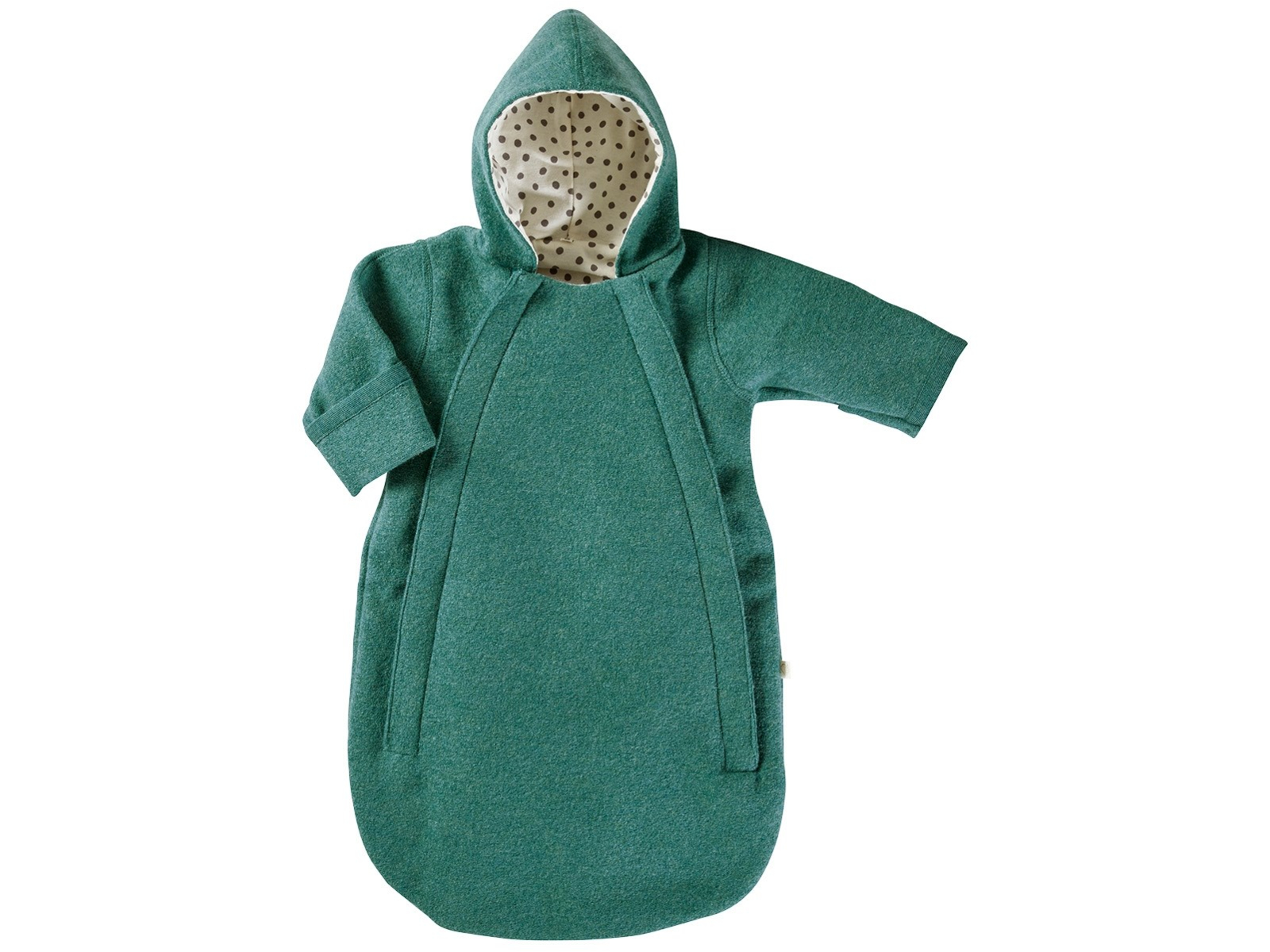 Fußsack Kinderwagen mit Kapuze Bio Schurwoll-Walk grün Gr.50/56