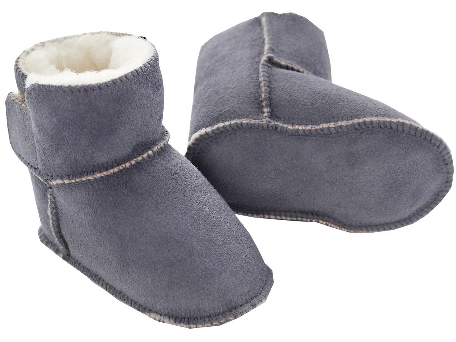 Babyschuhe Lammfell, Veloursleder, pflanzlich gegerbt grau Gr.16/17