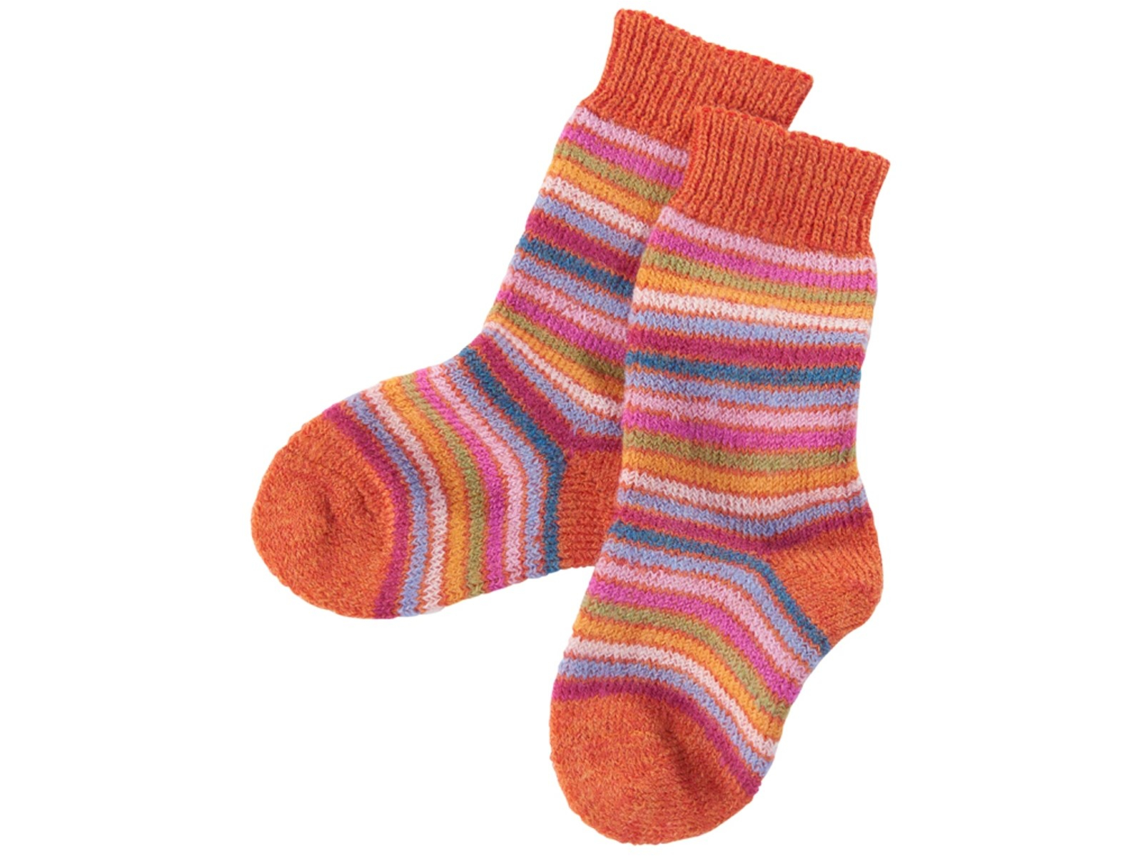 Kinder Socken Bio-Schurwolle Rainbow mango Gr.18-20