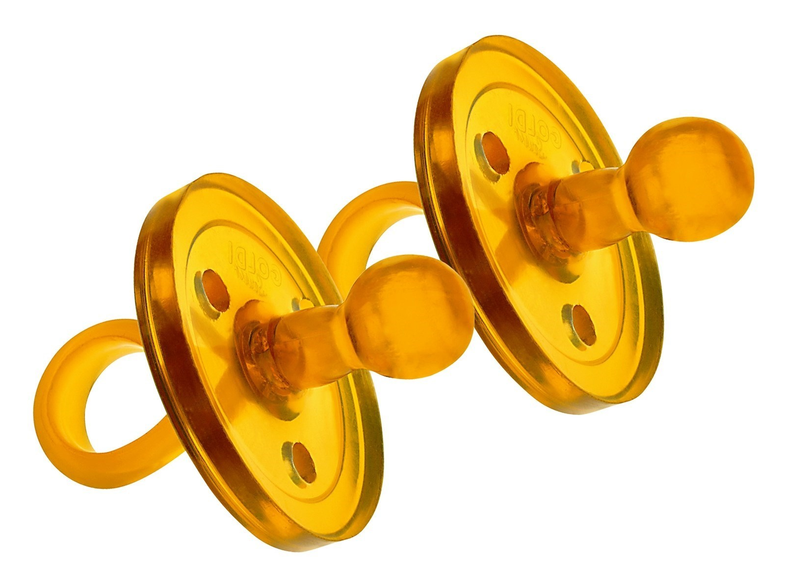 Goldi Beruhigungssauger, Naturkautschuk Schnuller, naturförmig, 2er-Set 0-3 Monate