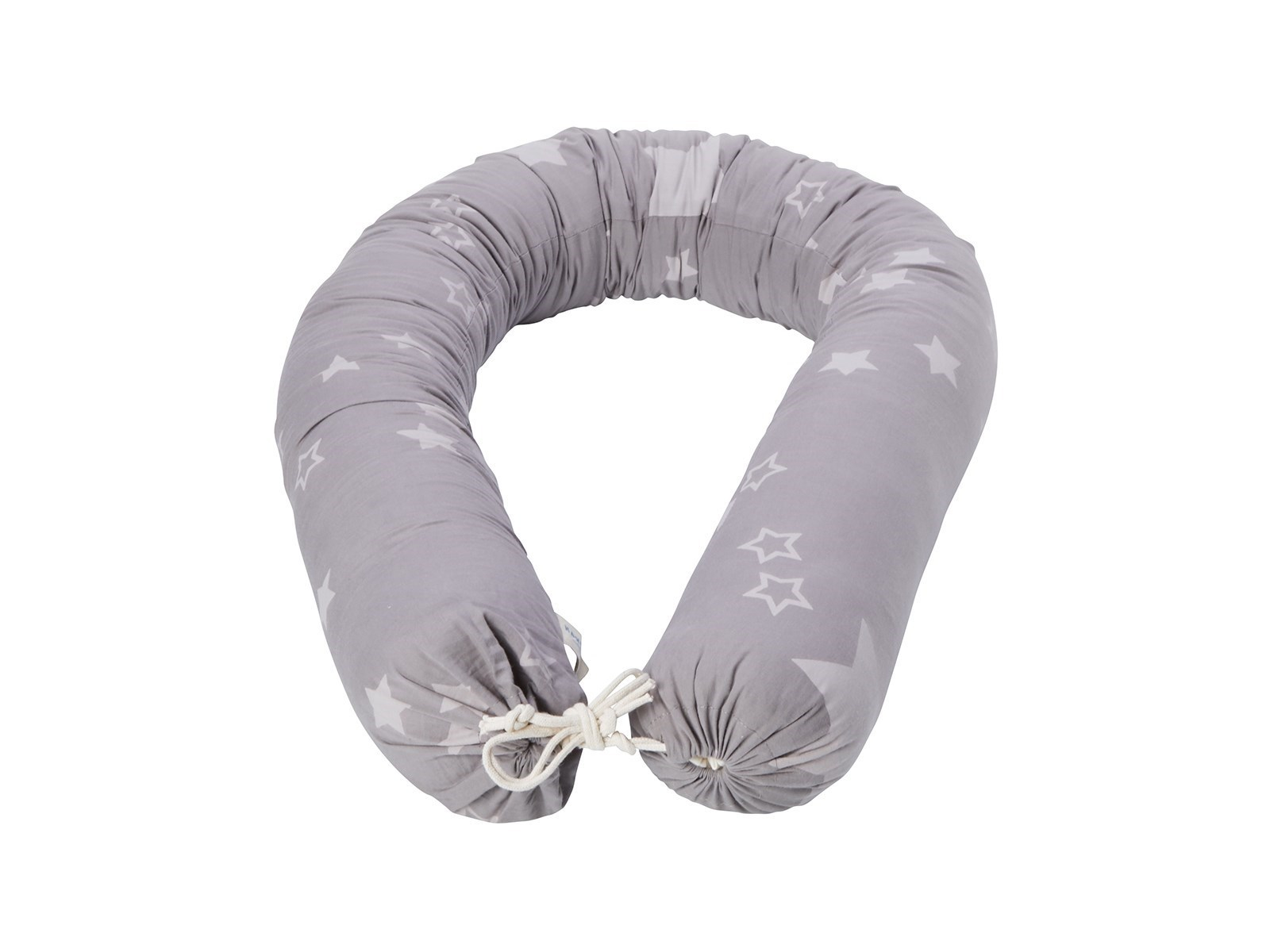 Stillkissen, Bezug Bio-Baumwolle Füllung Kapok, Sterne grau Maße 12 x 160 cm