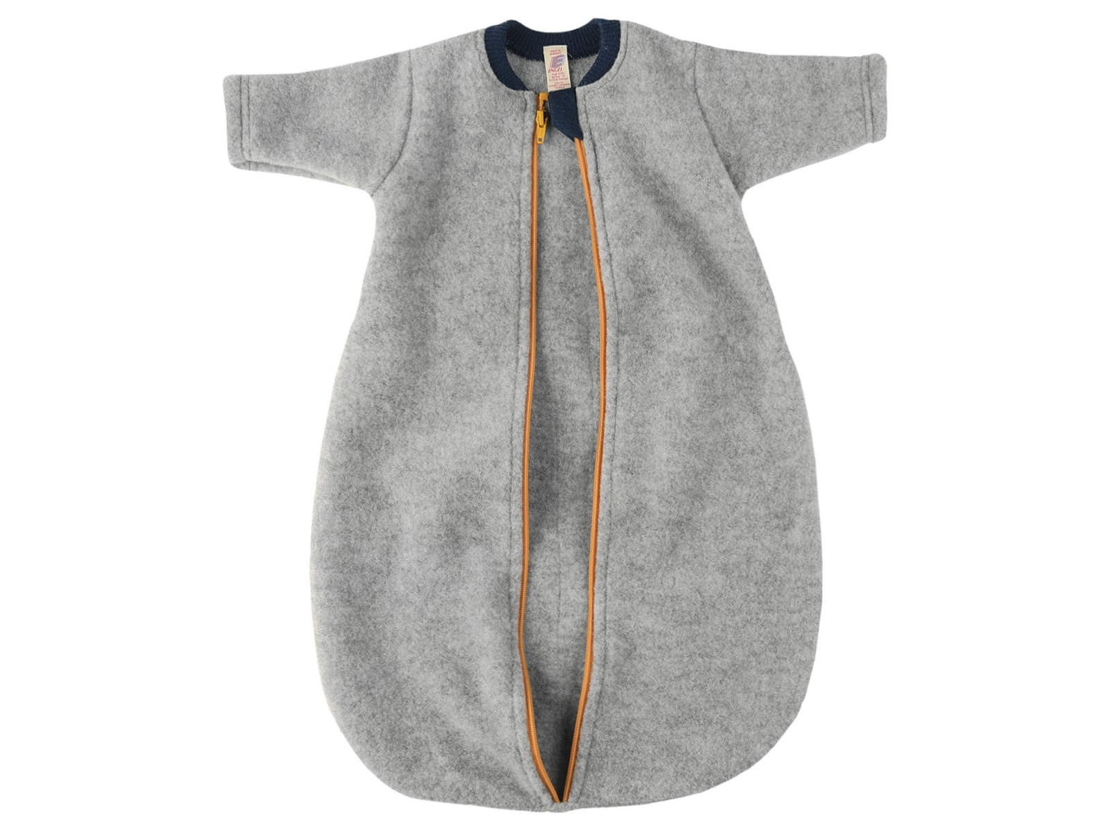 Engel Natur Schlafsack Baby mit Arm Bio-Merinowolle Fleece melange hellgrau Gr. 62/68