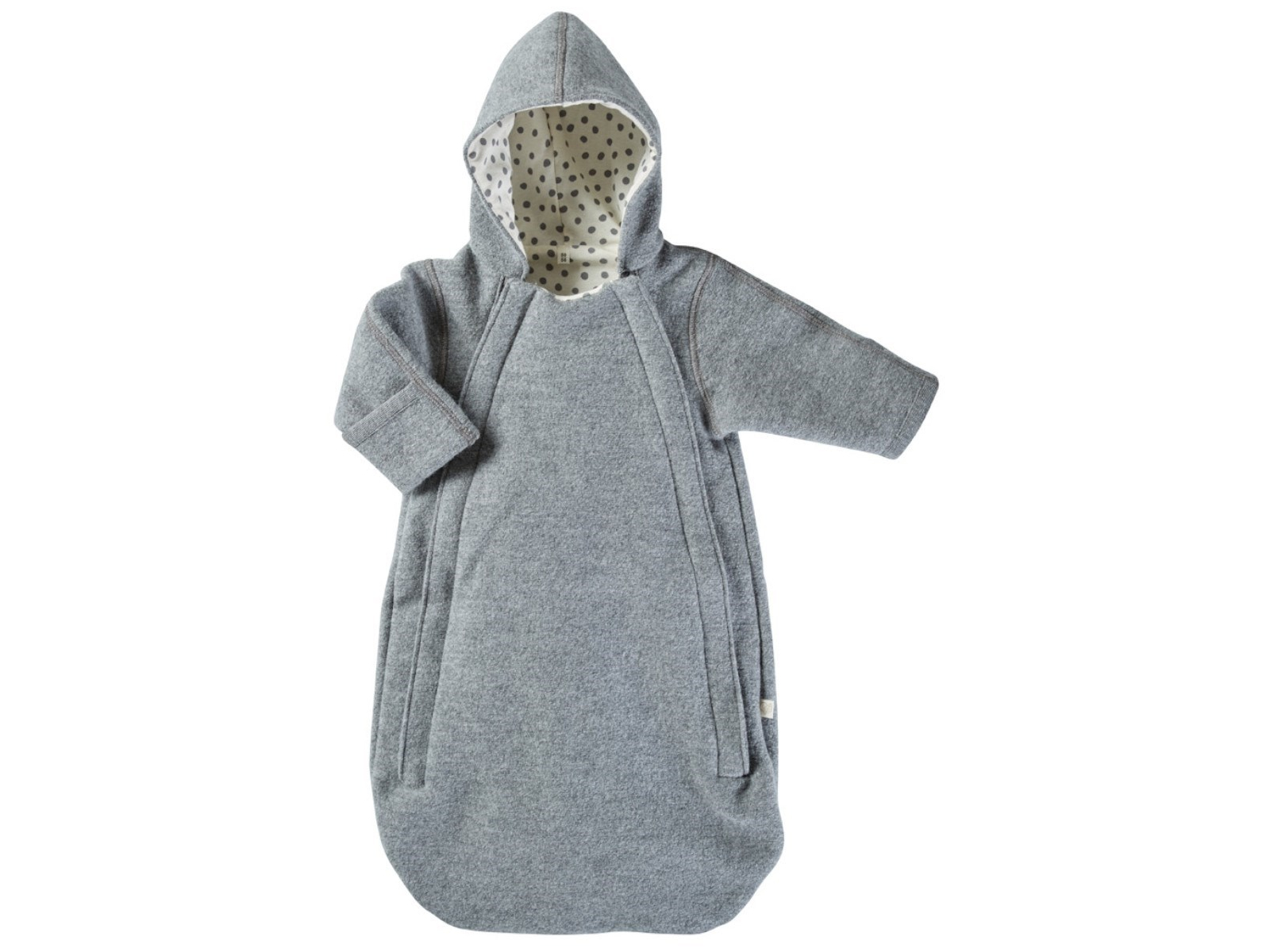 Fußsack Kinderwagen mit Kapuze Bio Schurwoll-Walk hellgrau Gr.50/56