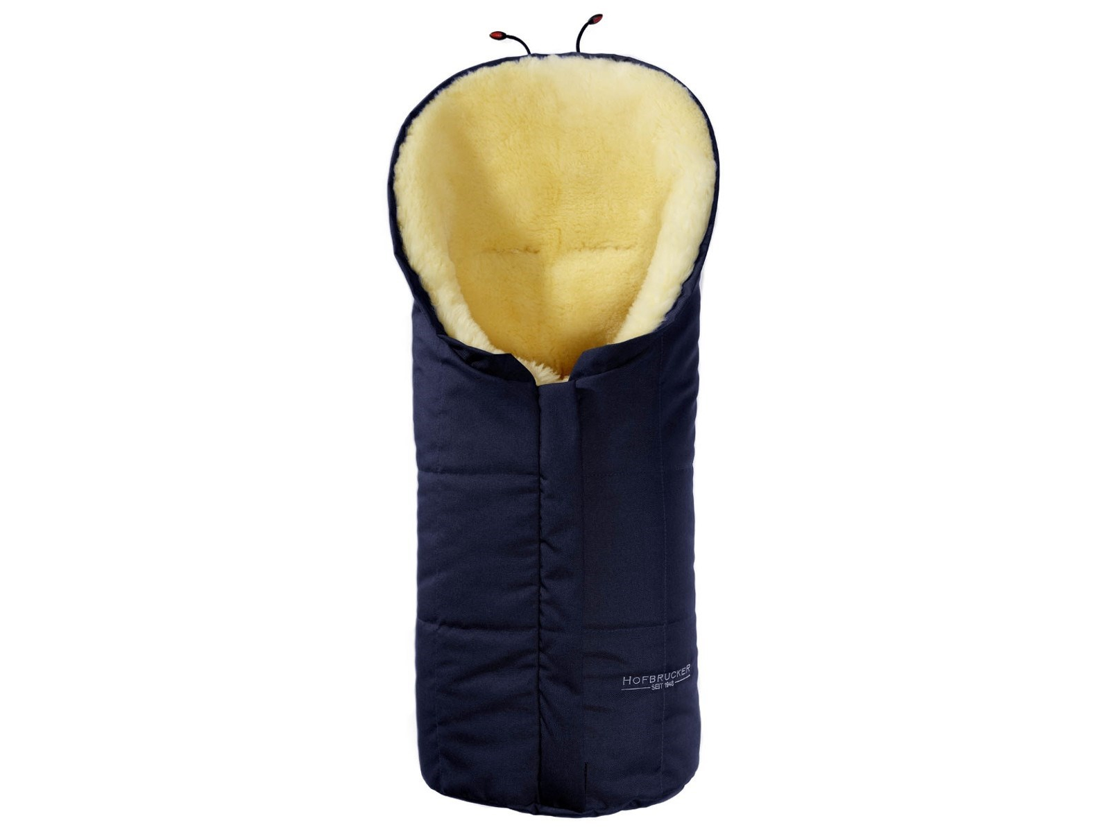 Hofbrucker Fußsack Kinderwagen Lammfell "Eskimo" navy blue Maße 80 x 35 x 10 cm