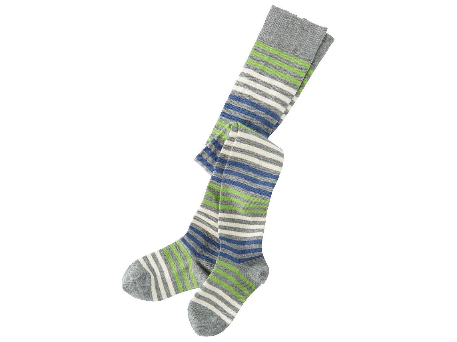 Kinder Strumpfhose coke-arbsengrün-wollweiß-denim Gr.5-6