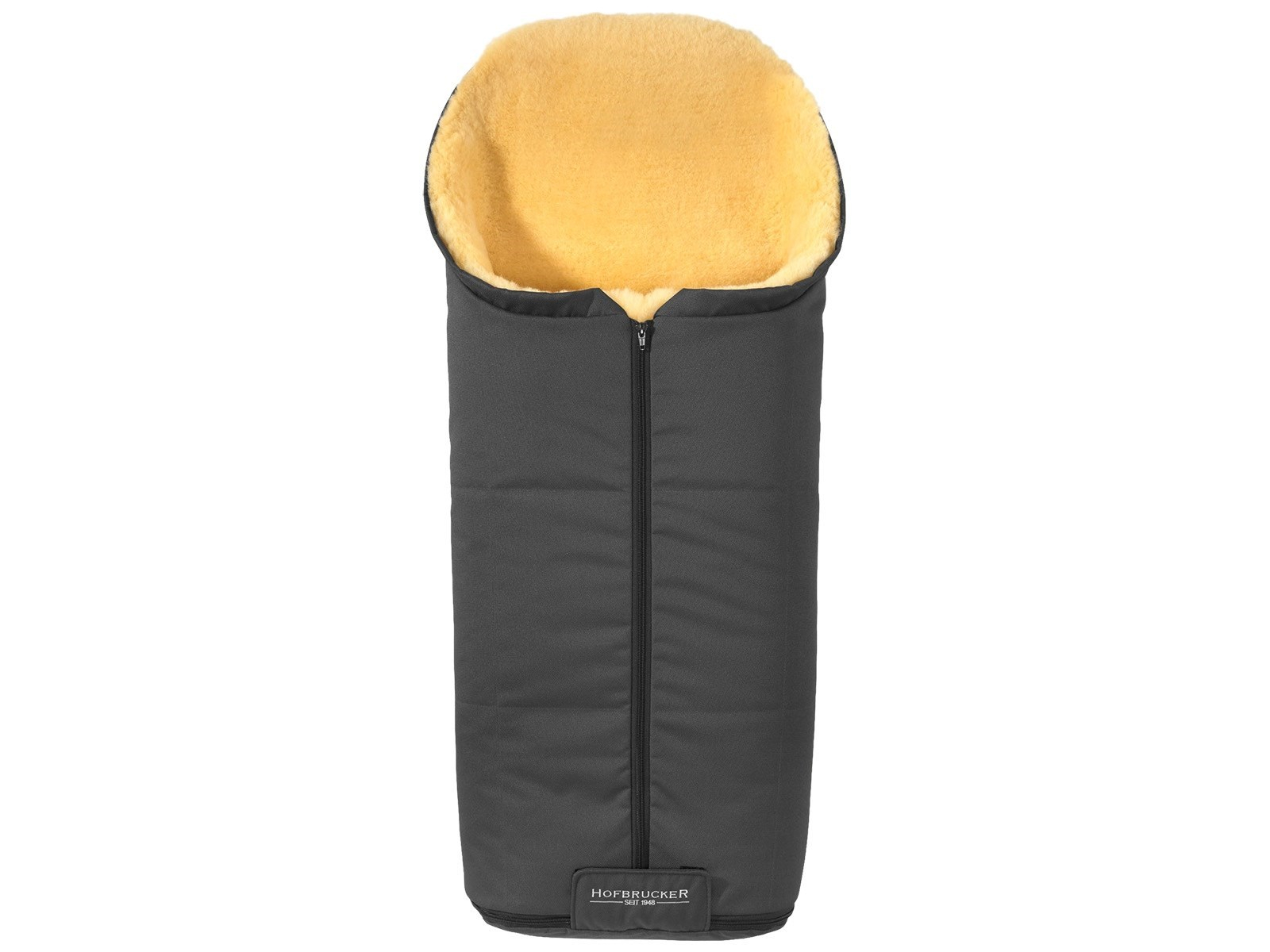 Hofbrucker Fußsack Kinderwagen Merino Lammfell "Iglu" grau Maße 95 x 34 x 15 cm