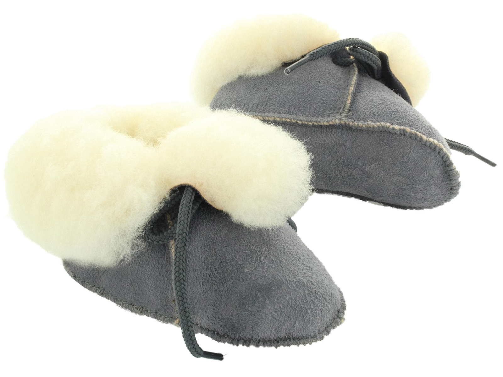 Babyschuhe Lammfell, Veloursleder, "Bambino" pflanzlich gegerbt grau Gr.20