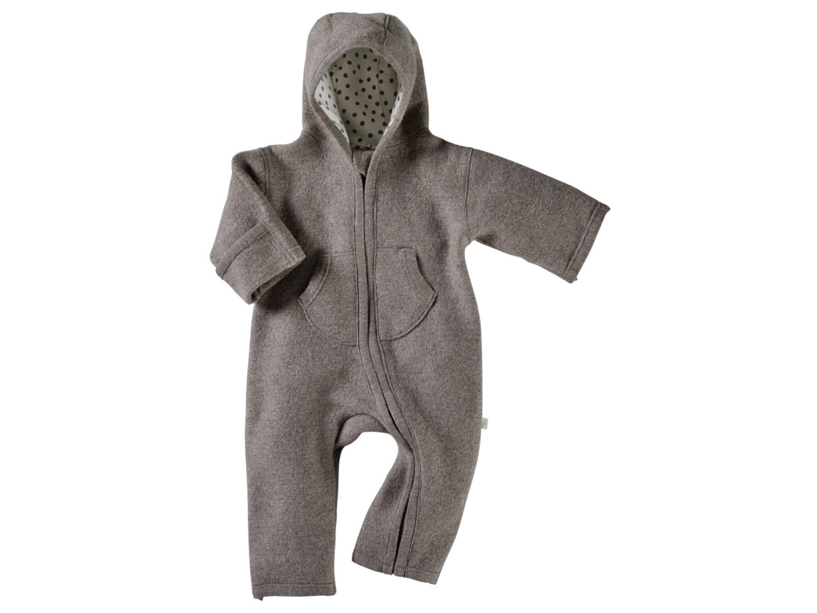 Baby Overall mit Kapuze Bio-Schurwolle Walk taupe Gr.86/92