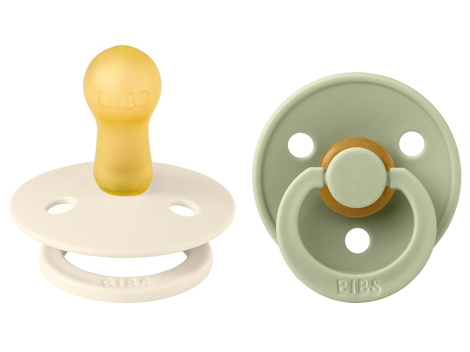 BIBS Schnuller Naturlatex "Colour" 2er Pack kirschförmig sage-ivory 0-6 Monate