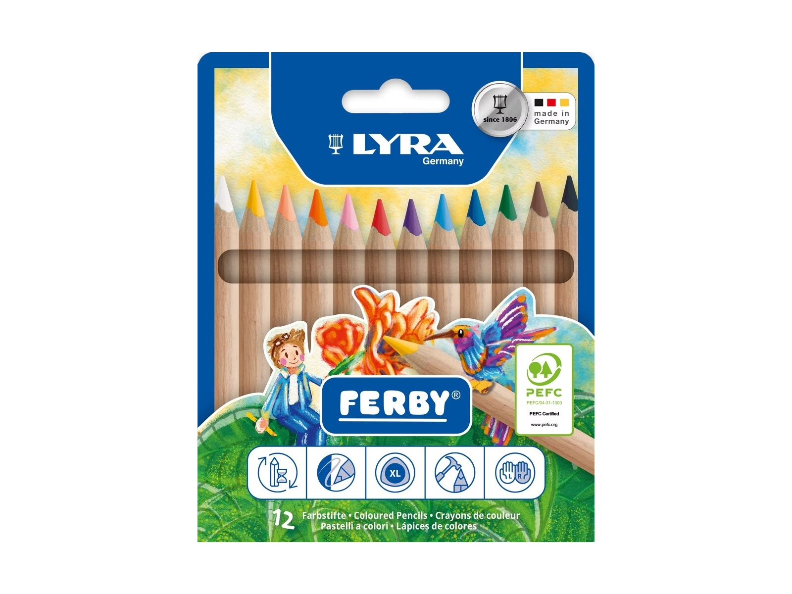 Lyra Buntstifte Ferby natur basic,12er Set Maße Stift 12 cm x 1 cm