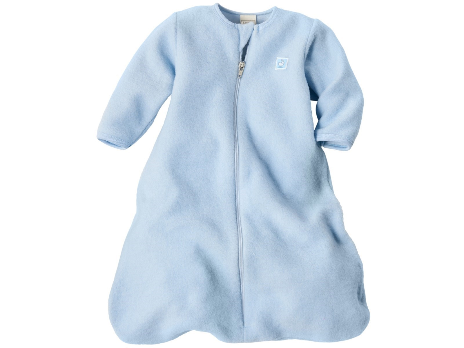 Schlafsack Baby "Milou" Bio-Schurwolle und Bio-Baumwolle GOTS blau Gr.2 (ca 95-100 cm), Ganzjahr