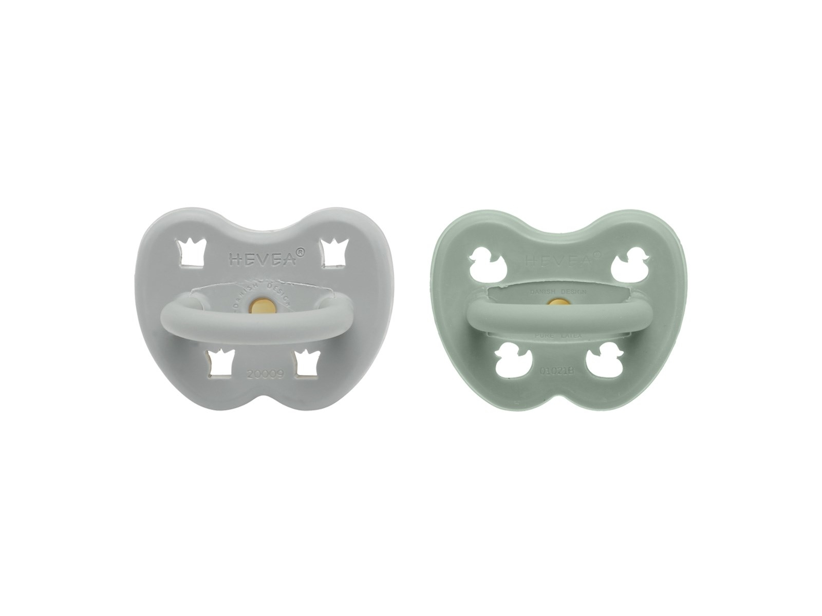 2er-Pack Schnuller Gorgeous Grey & Sage ab 3 Monate, Naturkautschuk, Krone + Ente