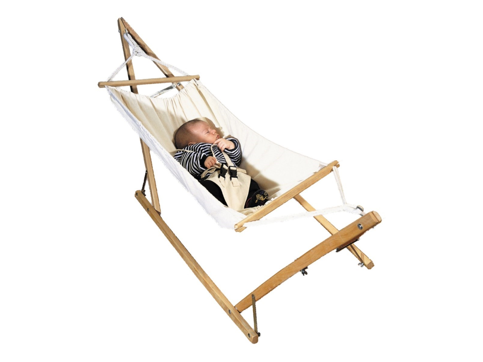 Babyhängematte "Koala" mit Gestell aus Eschenholz 40 x 55 x 150 cm