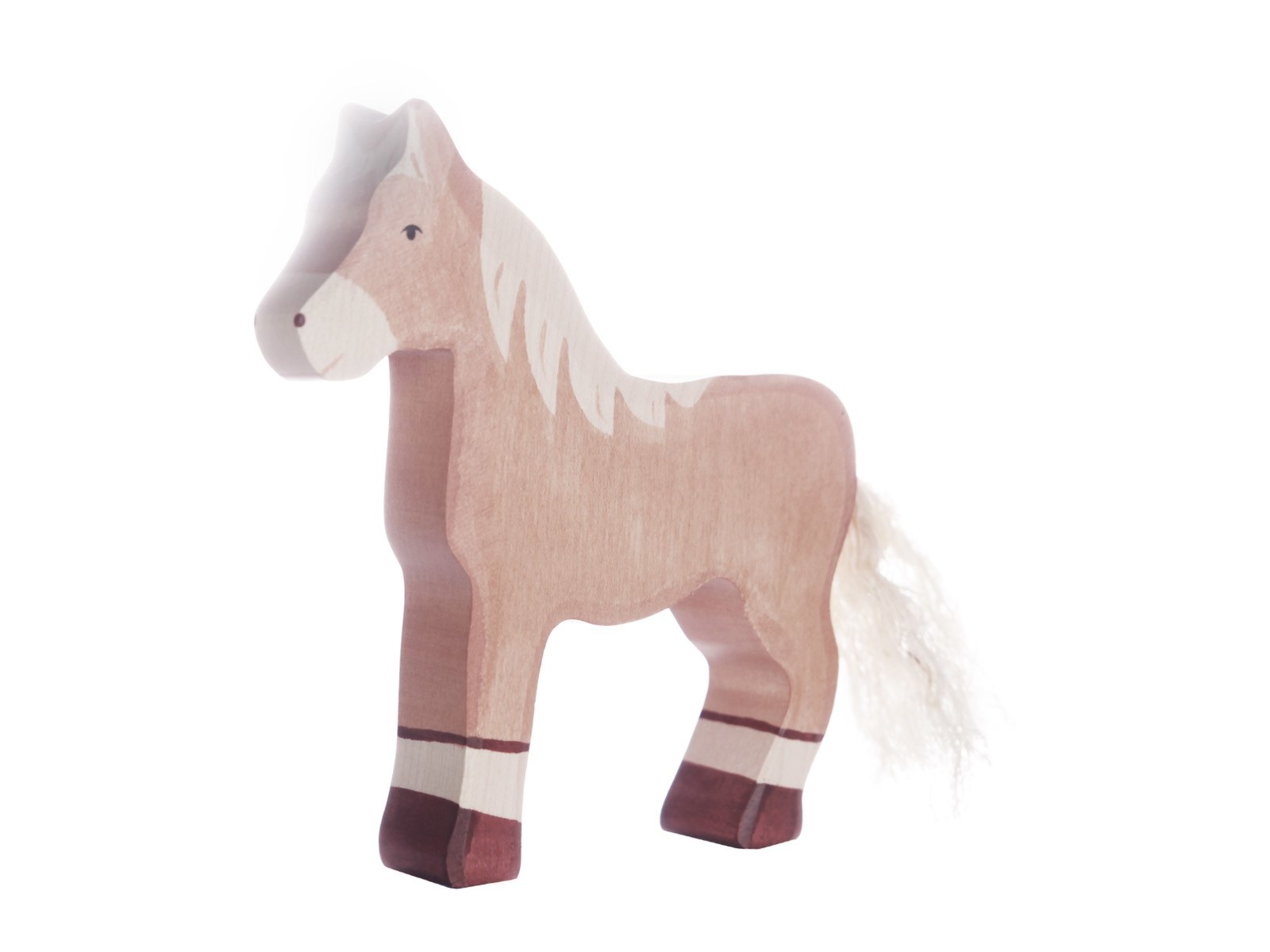 Holztiger Holzfigur "Pferd, stehend, hellbraun" Auf dem Bauernhof Maße 14 x 2,8 x 15,5 cm