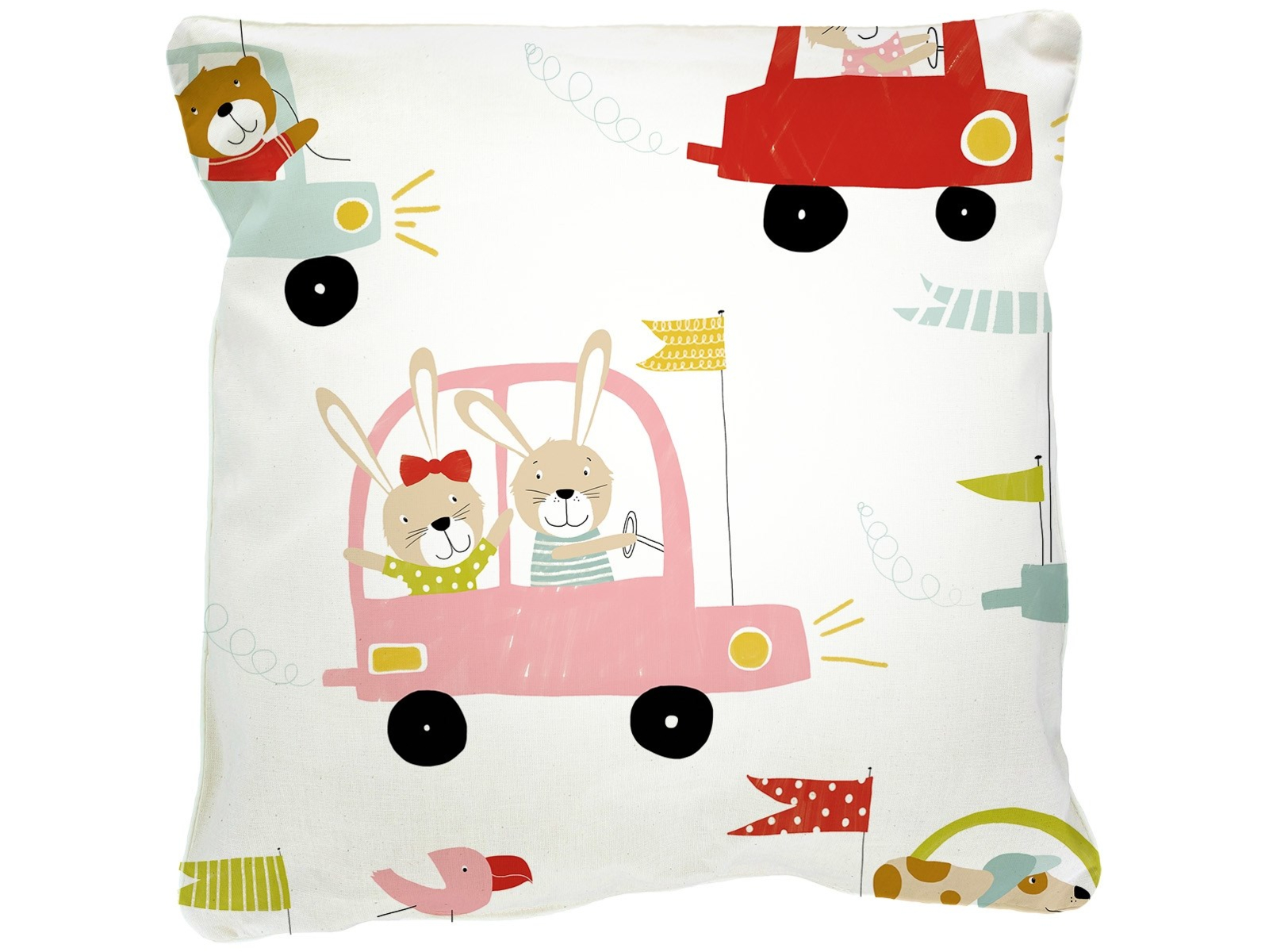Kissenbezug 40x40 cm Bio-Baumwolle "Autos" Mit Reißverschluss