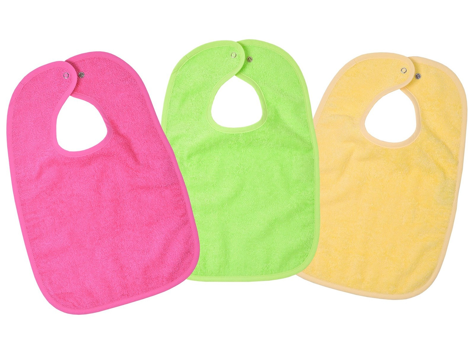 Lätzchen mit Druckknopf Bio Baumwolle 3er Set bunt pink Maße 30 x 45 cm