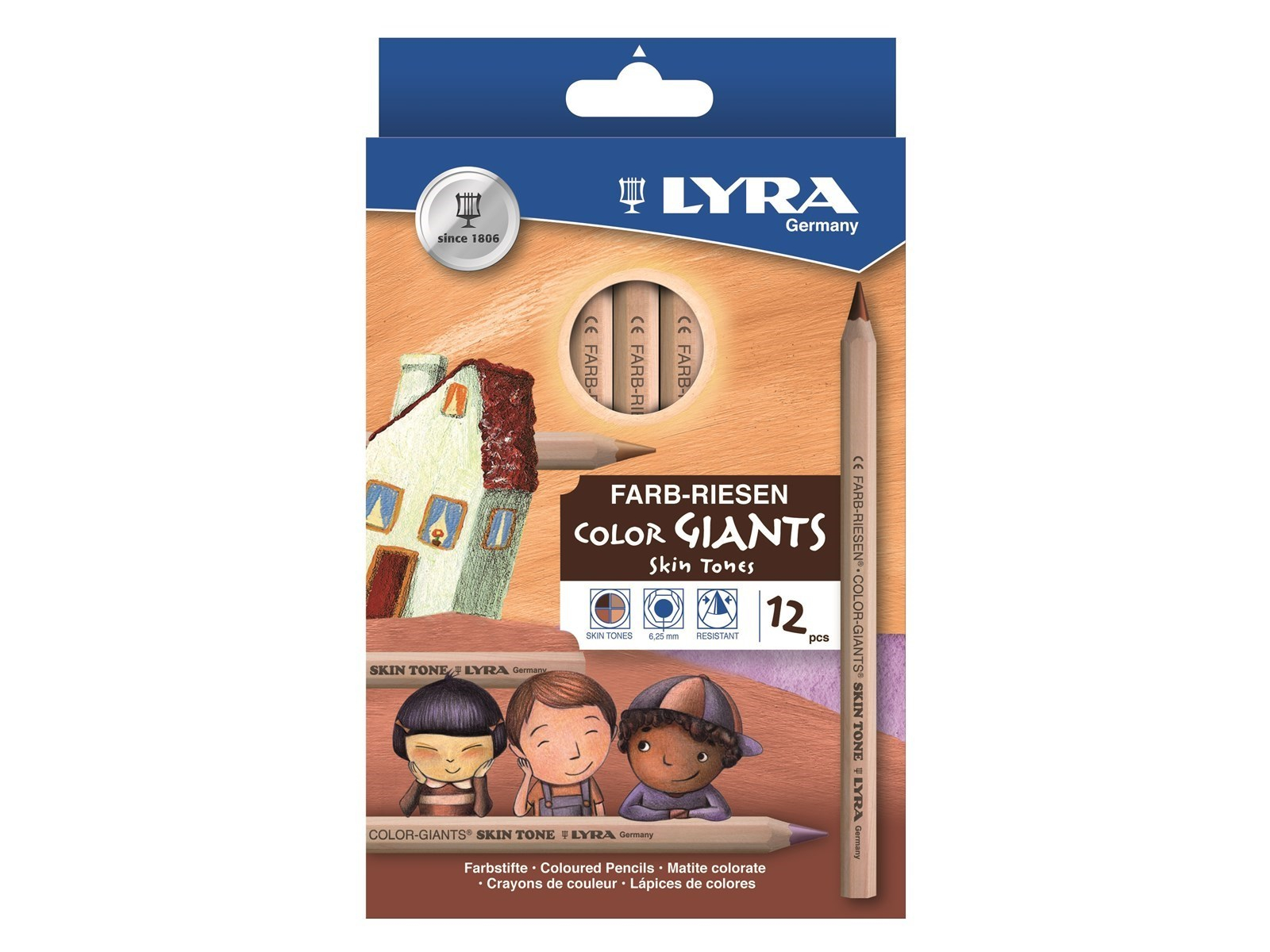 Lyra Buntstifte Farb-Riesen Color Giants, 12er Set, Hautfarben Maße Stift 17,5 x 1 cm