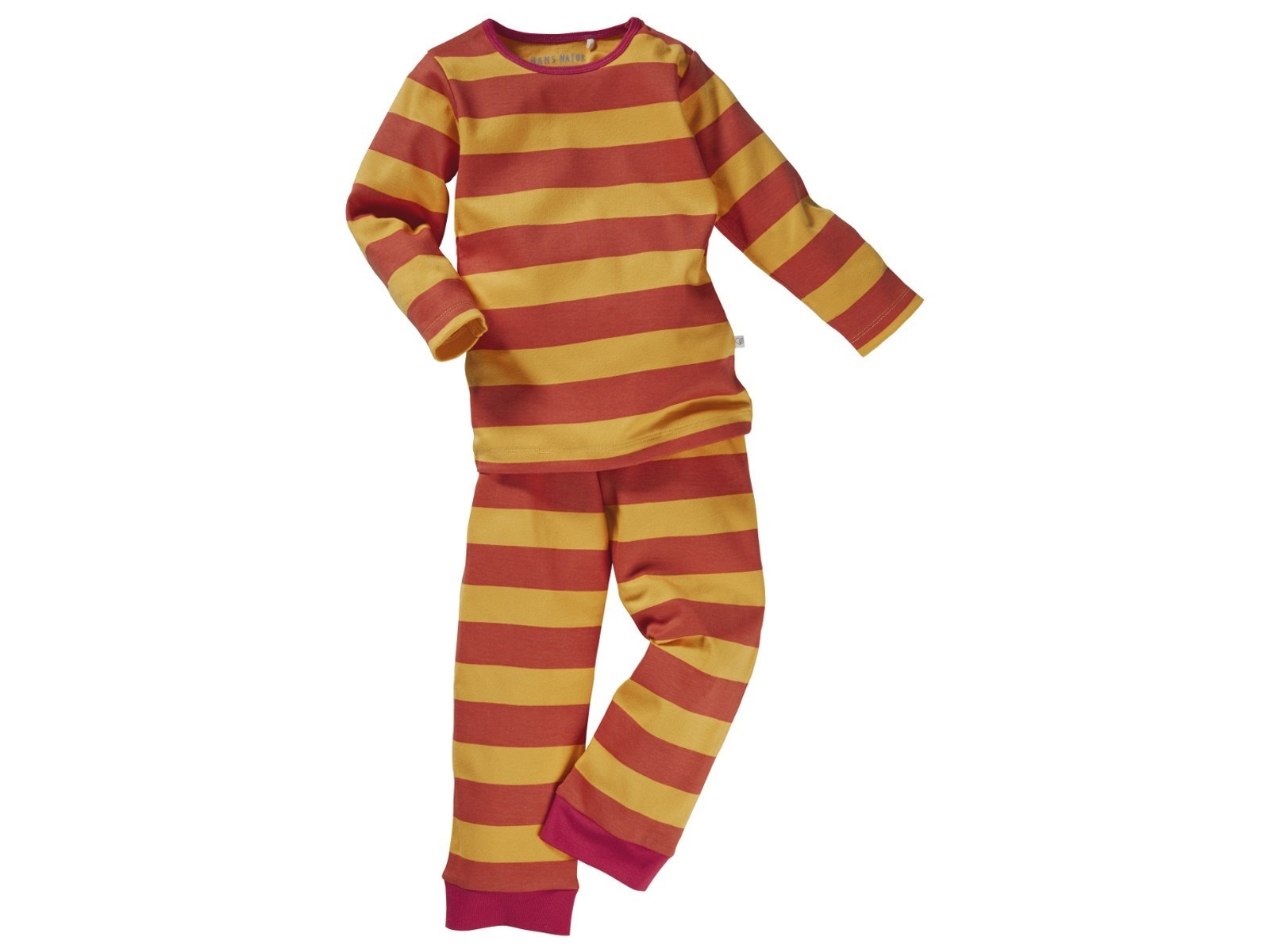 Kinder Schlafanzug 2-teilig Bio-Baumwolle Blockstreifen Koralle Gr. 110/116