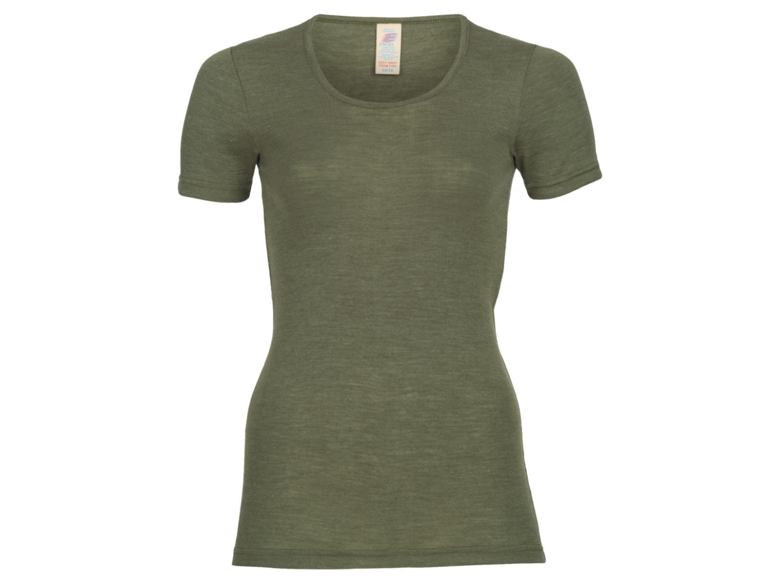 Engel Natur Damen Unterhemd Kurzarm Wolle Seide olive Gr.34/36