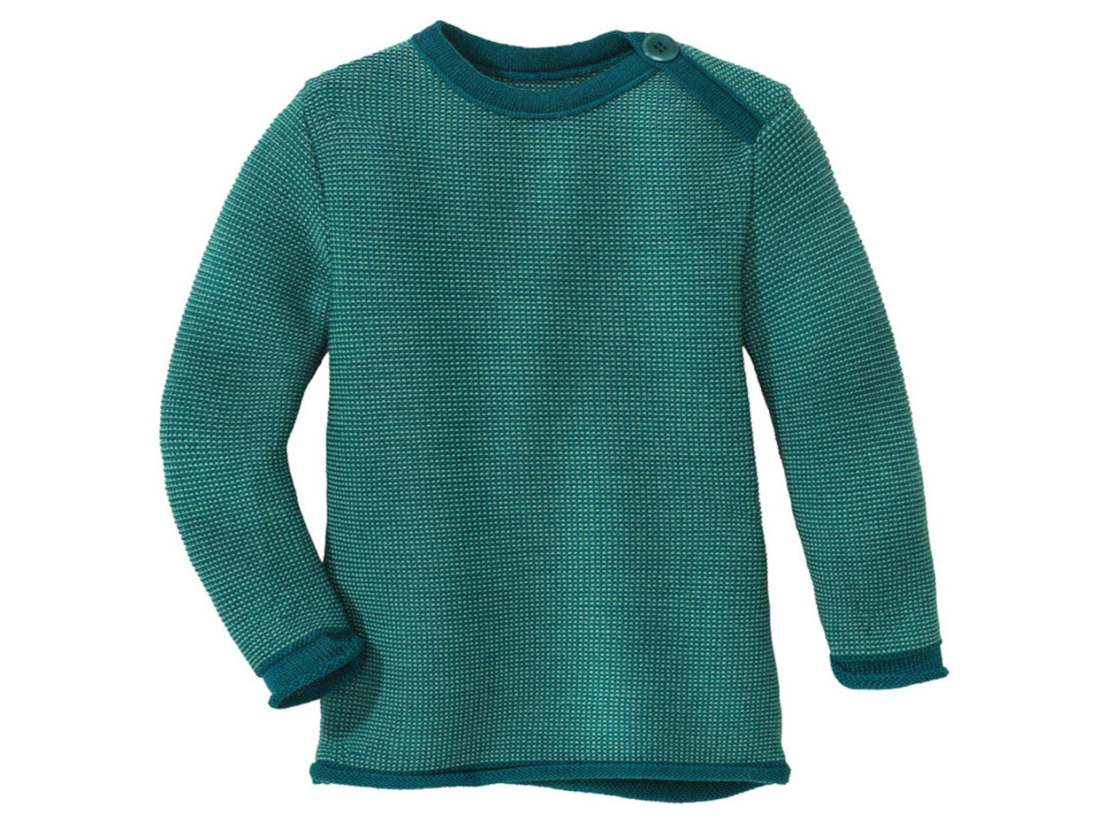 Disana Baby und Kinder Pullover Bio-Merinowolle melange-pacific-mint Gr. 74/80
