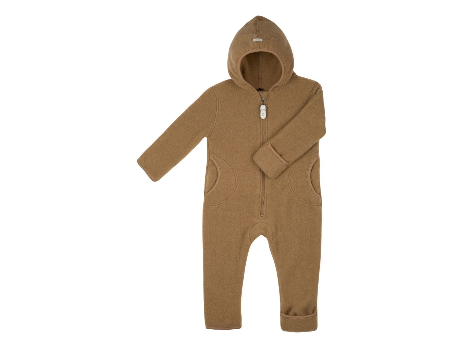 PURE PURE by Bauer Baby und Kinder Overall Kapuze Bio-Merinowolle Fleece ermine Gr.62/68