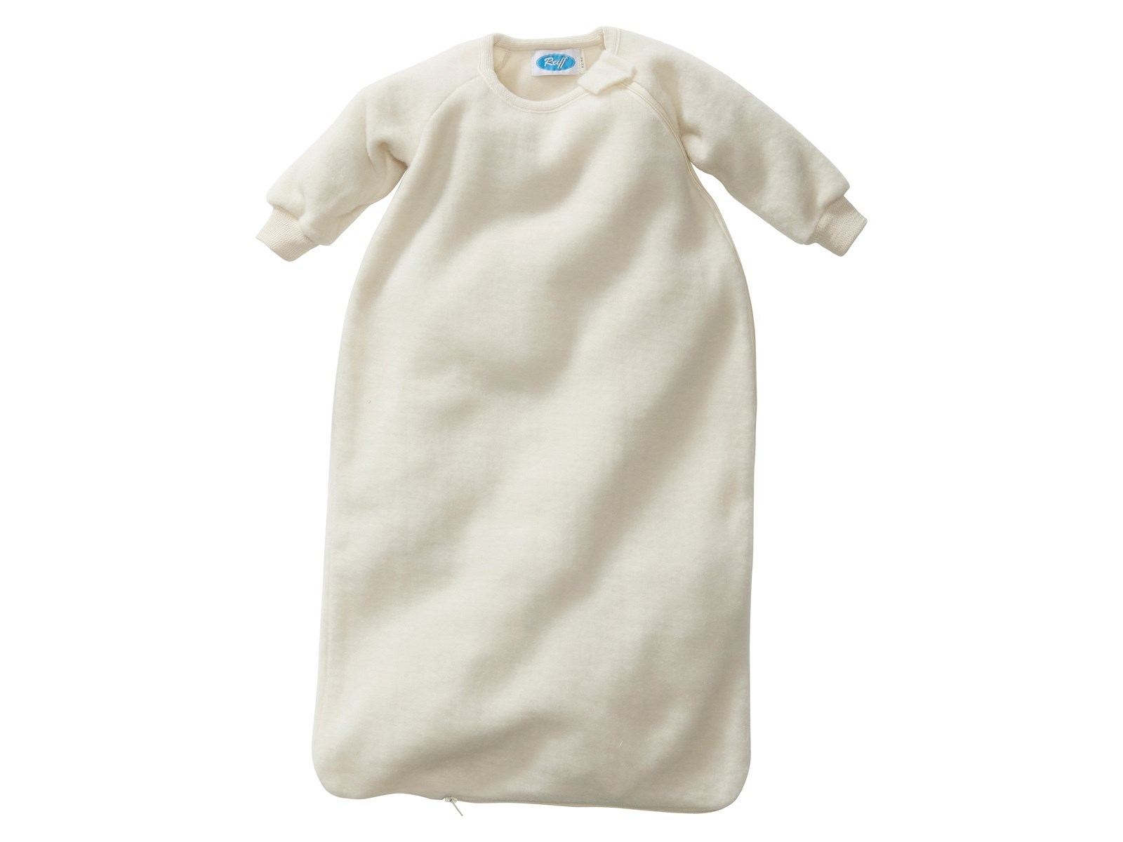 Schlafsack Baby mit Arm Bio-Merinowolle Ganzjahr natur Gr.62/68