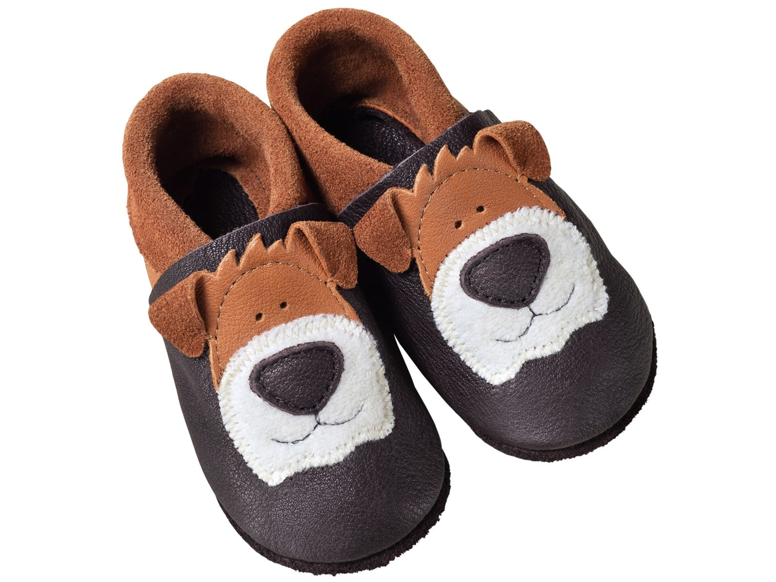 Kinder Lederpuschen Krabbelschuhe Bio-Leder "Hund" Gr.20/21