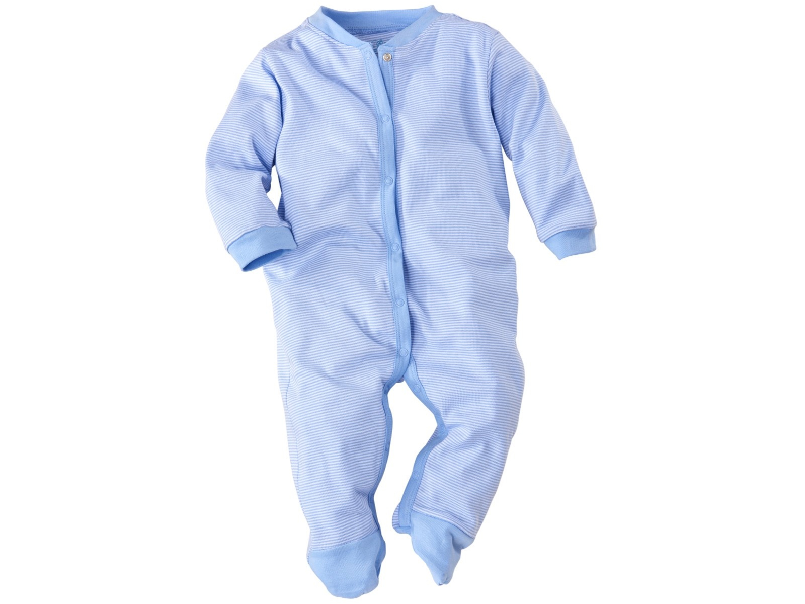 Baby Schlafanzug Bio-Baumwolle hellblau-weiß gestreift Gr. 86/92