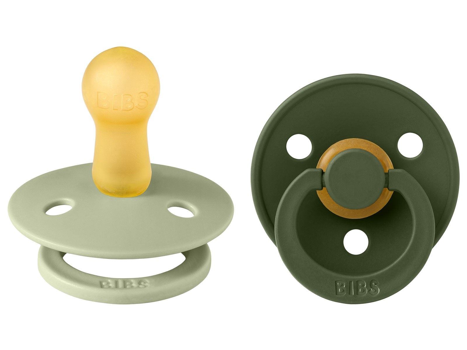 BIBS Schnuller Naturlatex "Colour" 2er Pack kirschförmig sage-hunter green 0-6 Monate