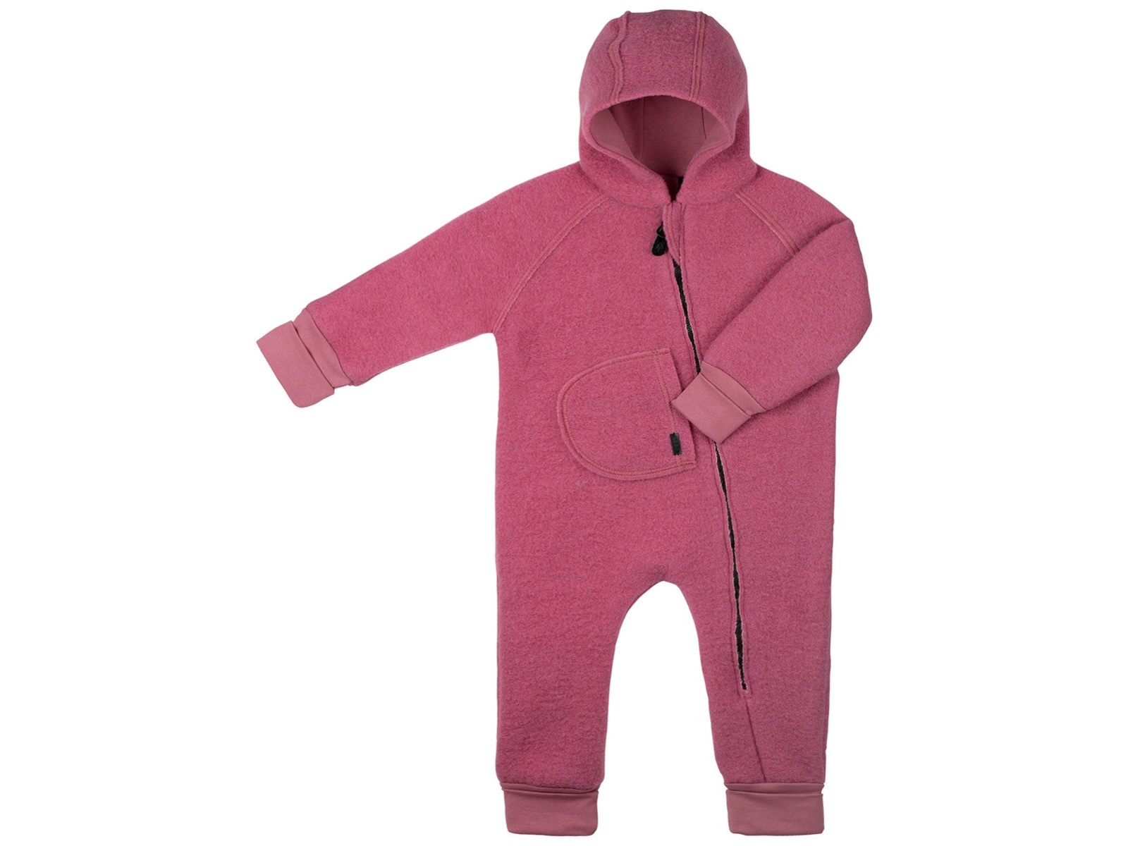 PURE PURE by Bauer Baby Overall mit Kapuze Bio-Schurwolle Walk dusty pink Gr.74/80