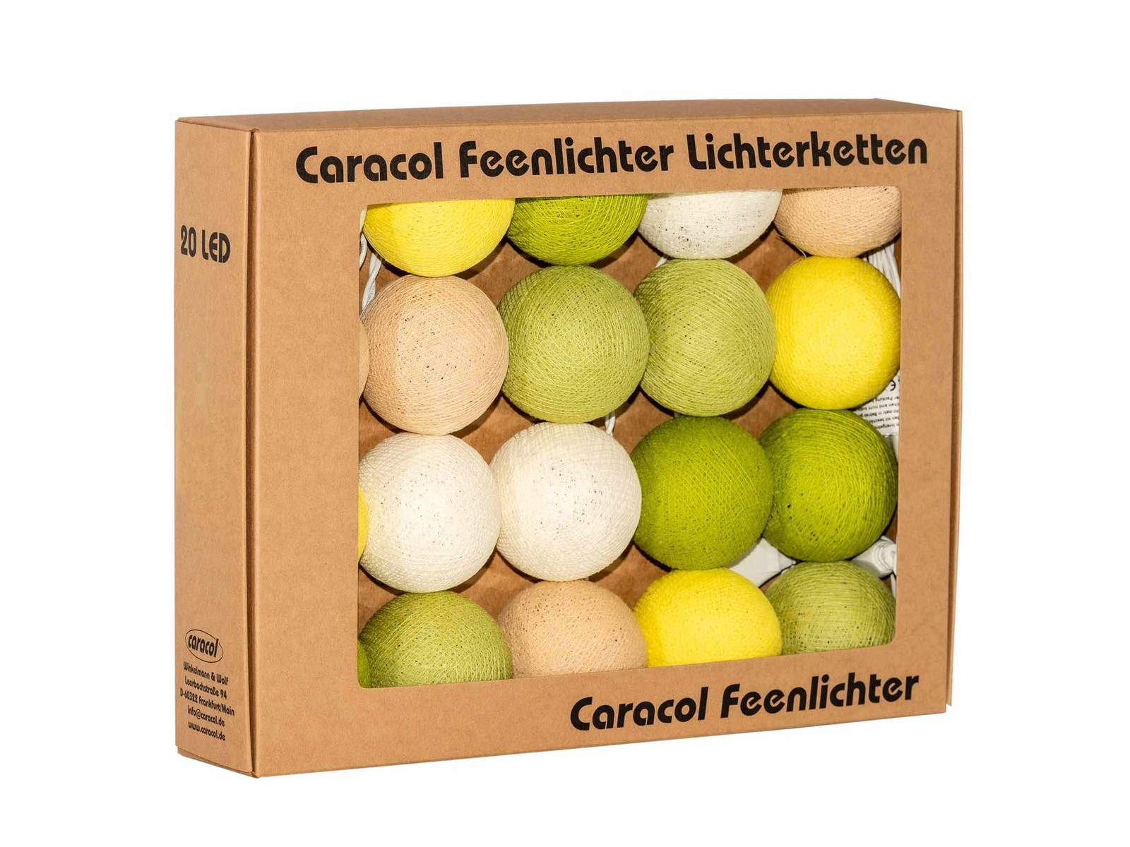 Kugel-Lichterkette 20 handgefertigte Kugeln, lemongreen