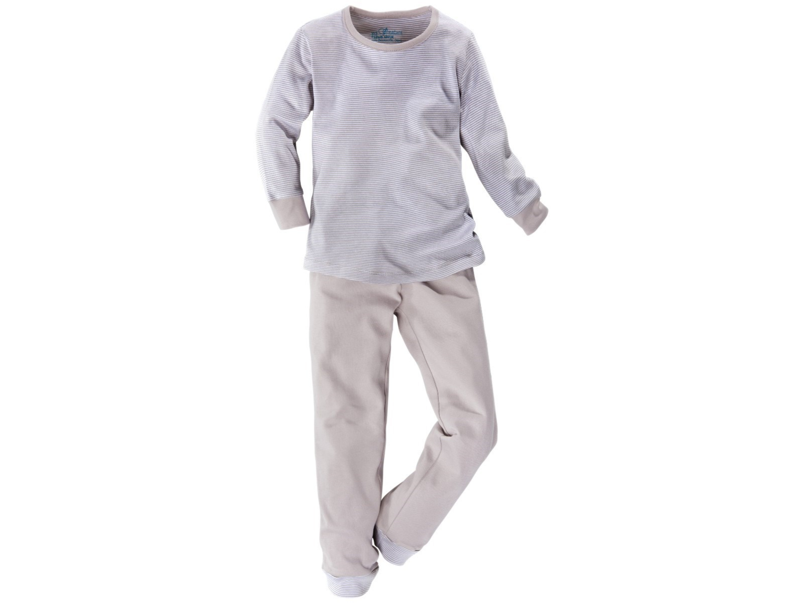 Kinder Schlafanzug 2-teilig Bio-Baumwolle grau-weiß gestreift Gr. 110/116
